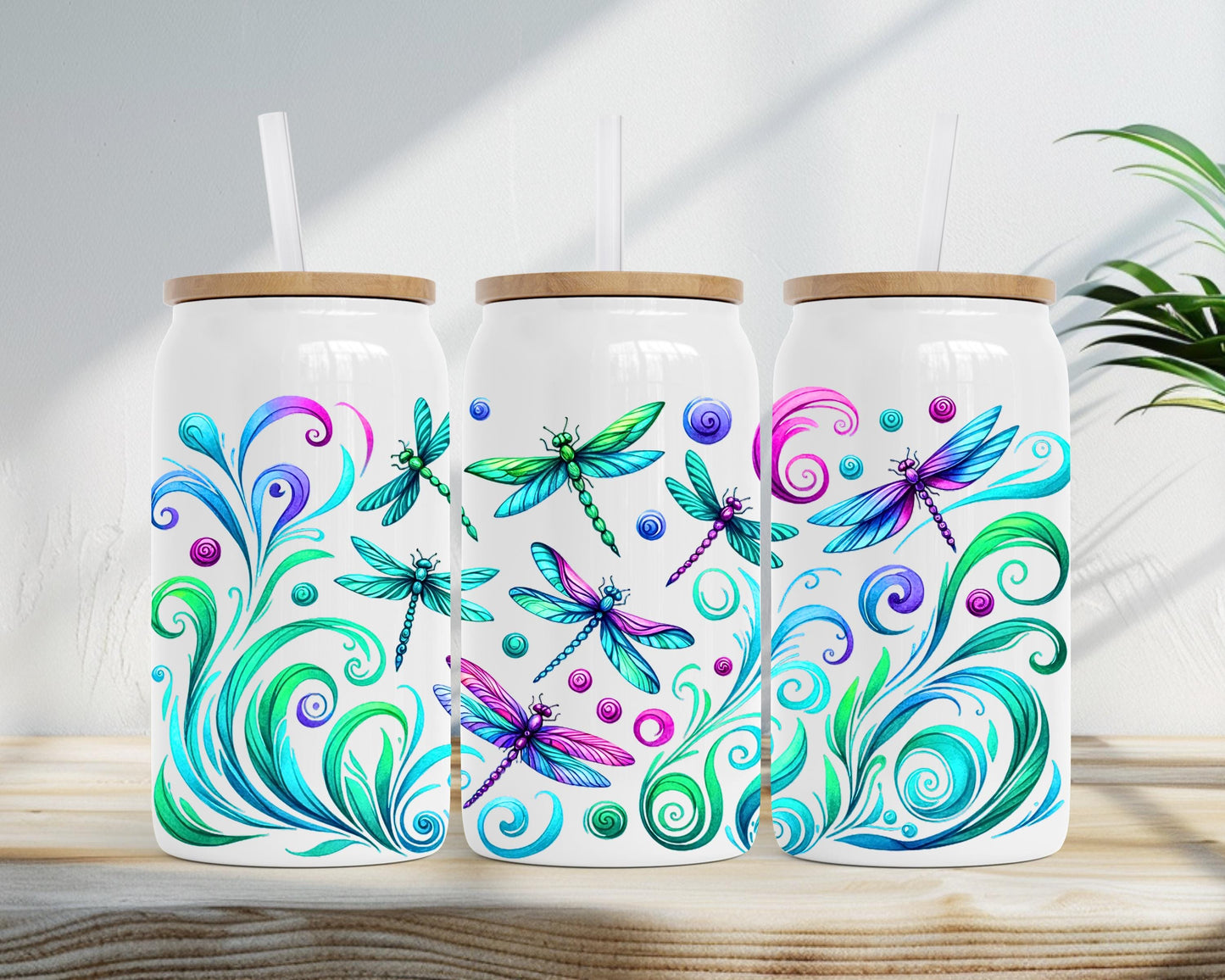 Dragonfly Tumbler Gift, Colorful Nature Travel Mug, 16oz Stainless Steel Insulated Cup
