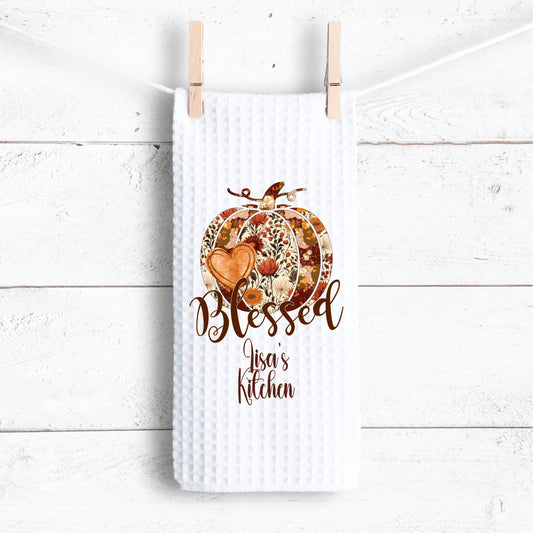 Personalized Pumpkin Kitchen Towel for Cozy Fall Decor  Cottagecore Gifts