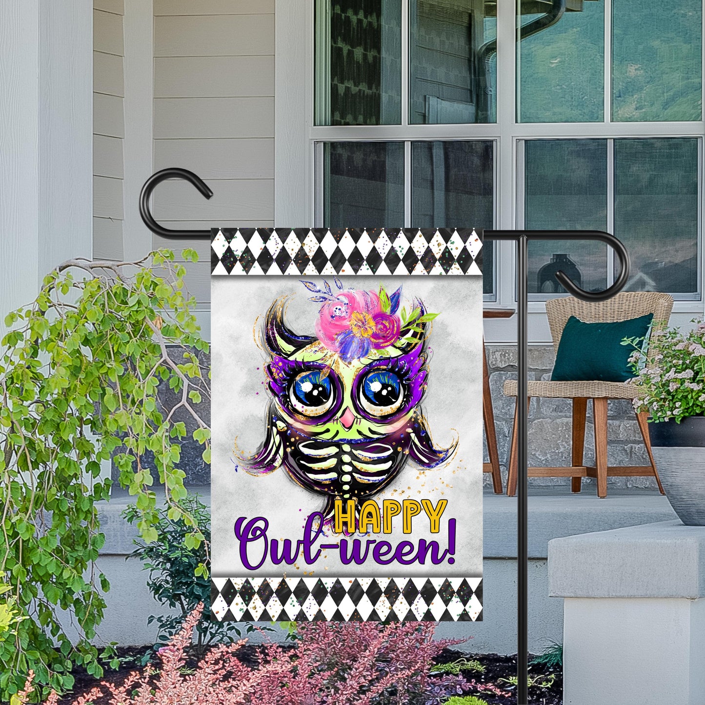 Halloween Owl Garden Flag - 12x18 Inch Double-Sided Decor Perfect Gift for Owl Lovers