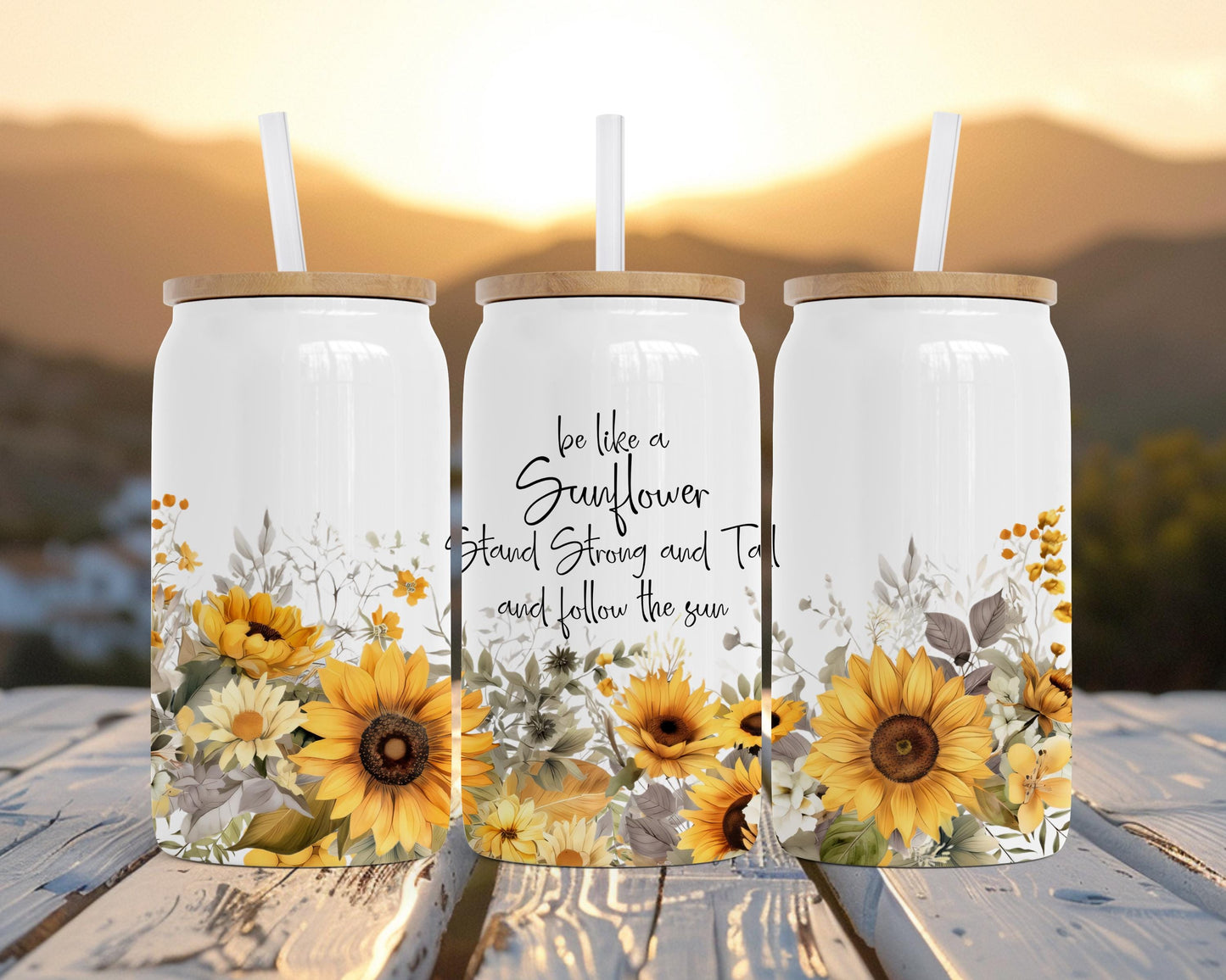 Sunflower Quote Insulated Tumbler, 16oz Stainless Steel Gift, Be Like a Sunflower Travel Cup