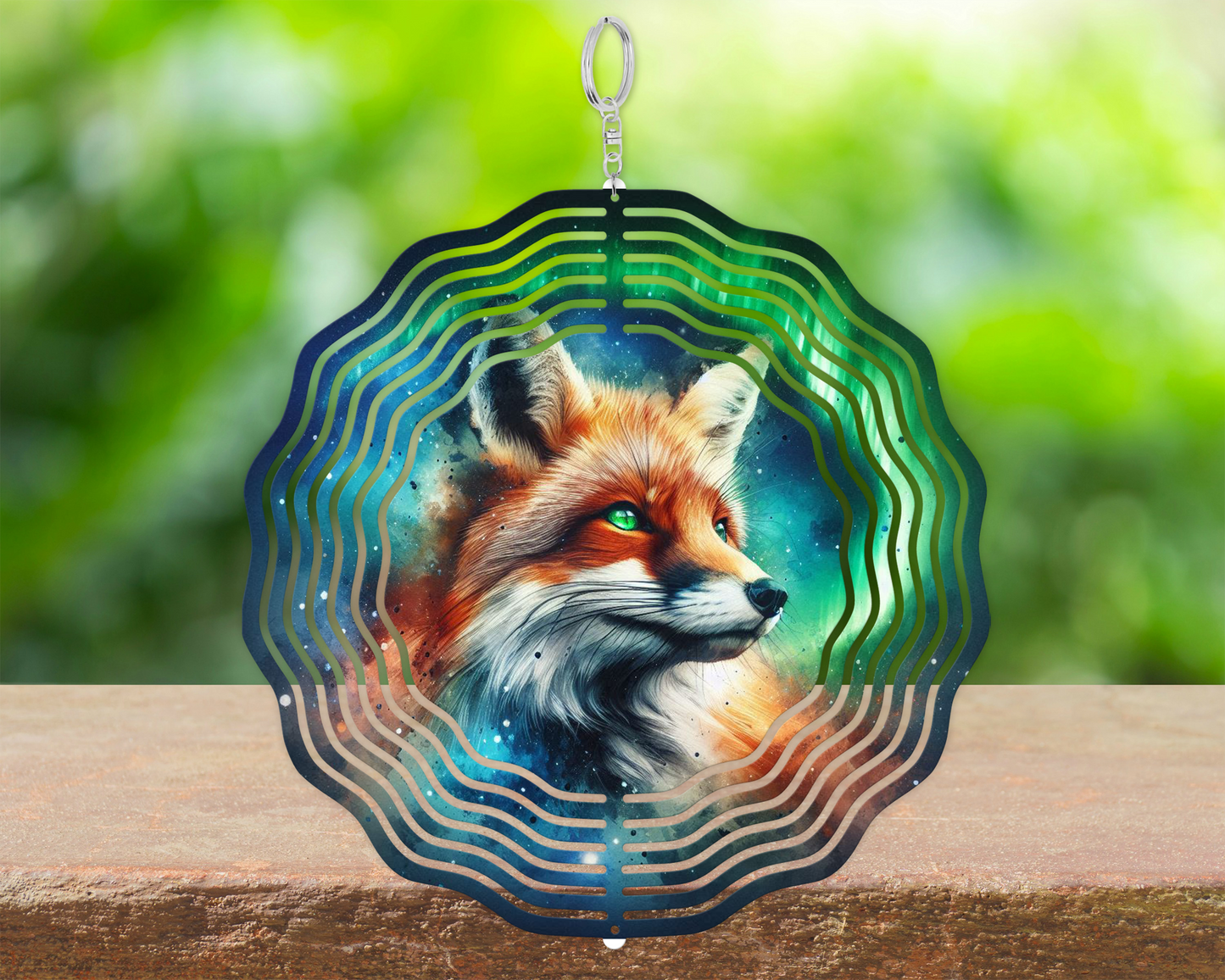 Fox Northern Nights Wind Spinner, Yard or Porch Decor, Unique Gifts for Mothers Day, Housewarming Gift, Double Sided Wind Spinner, Fox Lover