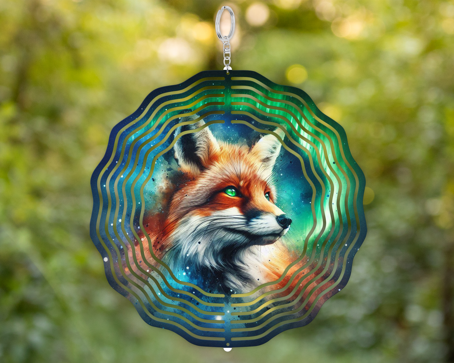 Fox Northern Nights Wind Spinner, Yard or Porch Decor, Unique Gifts for Mothers Day, Housewarming Gift, Double Sided Wind Spinner, Fox Lover