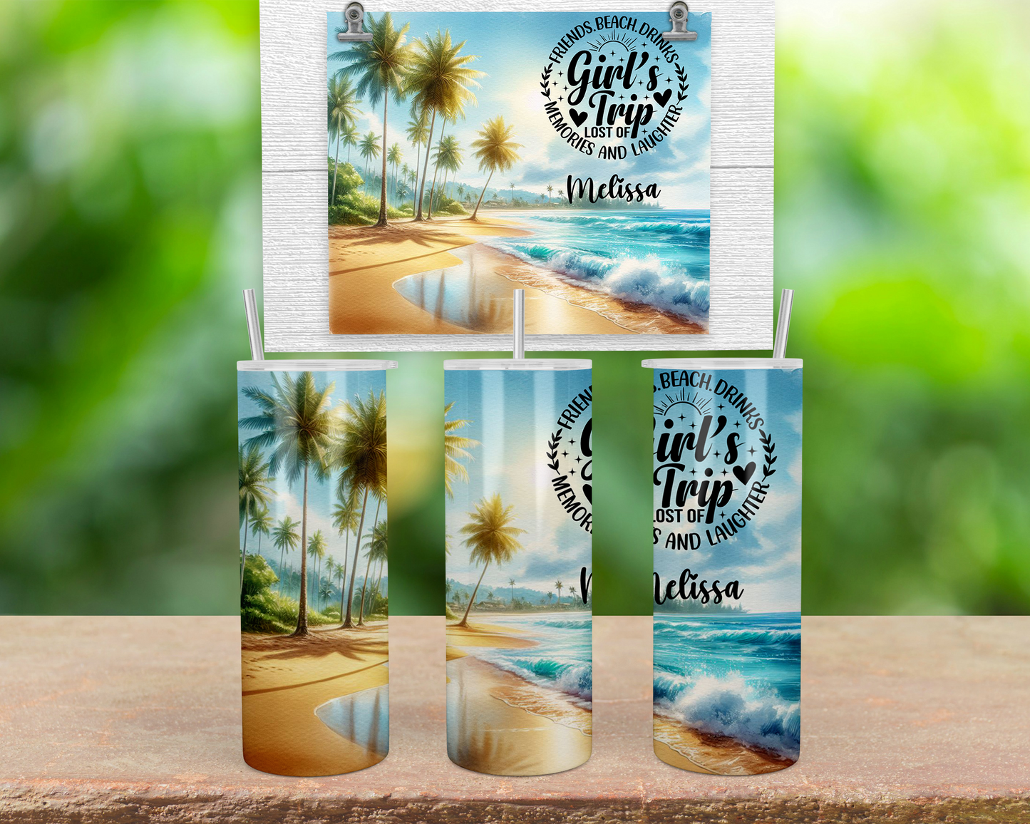 Girls Trip Glow in Dark Tumbler, Personalized Beach Vacation Name Tumbler Cup, Custom Family Vacation Tumblers with Lid, Personalized Cruise