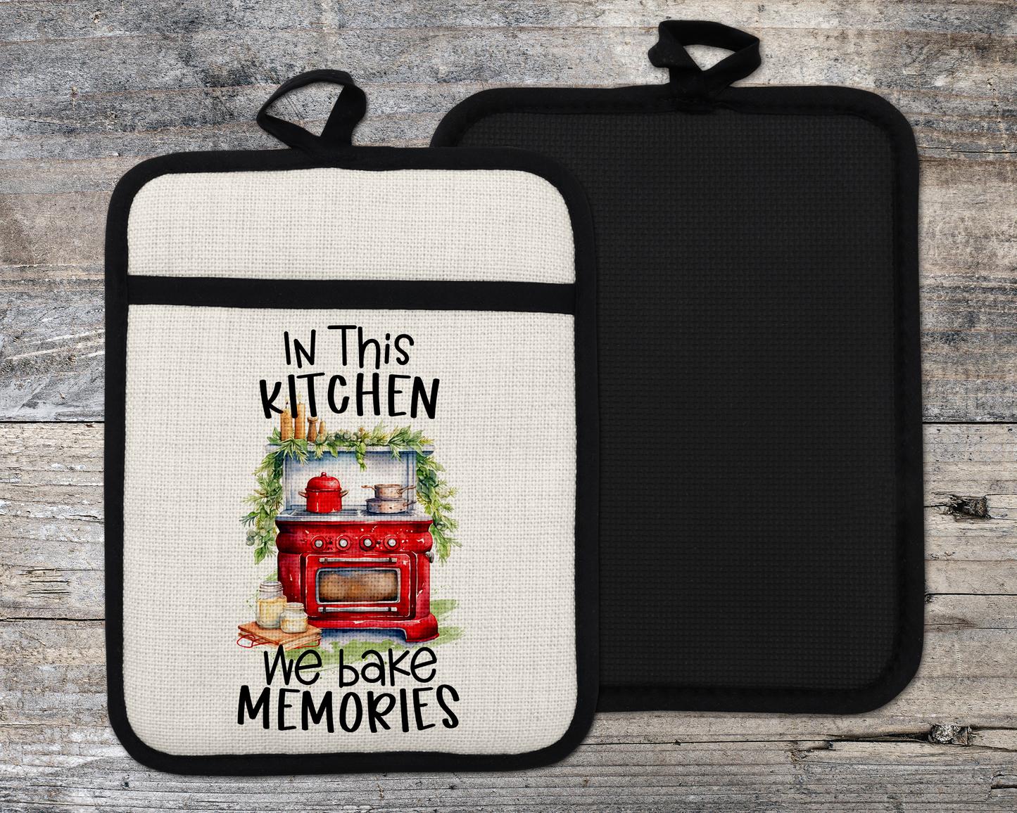 In This Kitchen We Bake Memories Oven Mitt - Thoughtful Kitchen Decor for Mom Perfect Christmas Gift