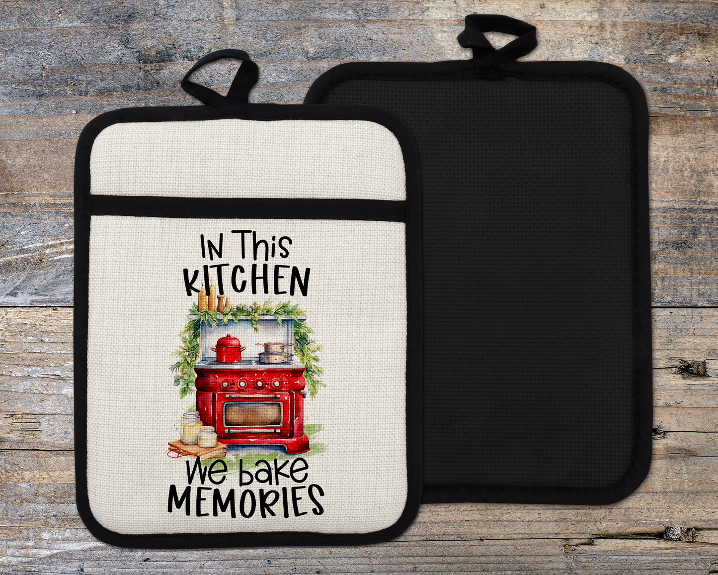 In This Kitchen We Bake Memories Oven Mitt - Thoughtful Kitchen Decor for Mom Perfect Christmas Gift