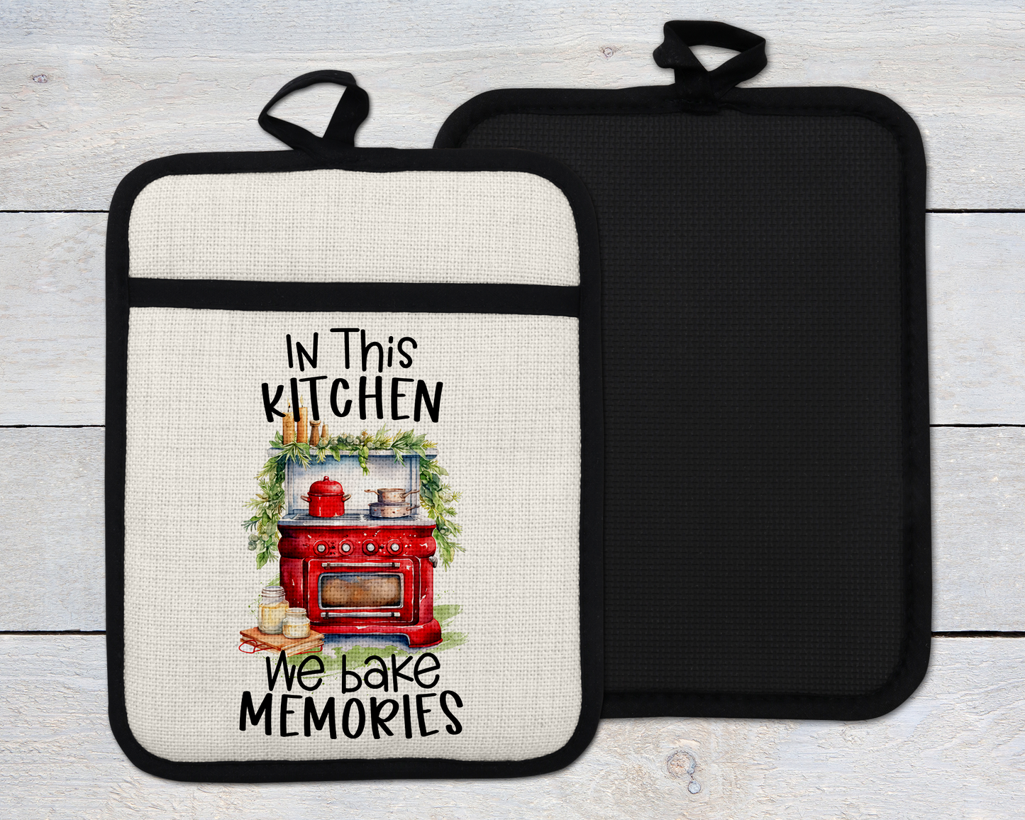 In This Kitchen We Bake Memories Oven Mitt - Thoughtful Kitchen Decor for Mom Perfect Christmas Gift