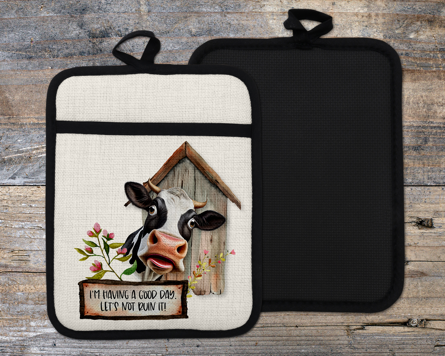 Cow Oven Mitt, Farmhouse Kitchen Decor, Funny Cow Oven Mitt
