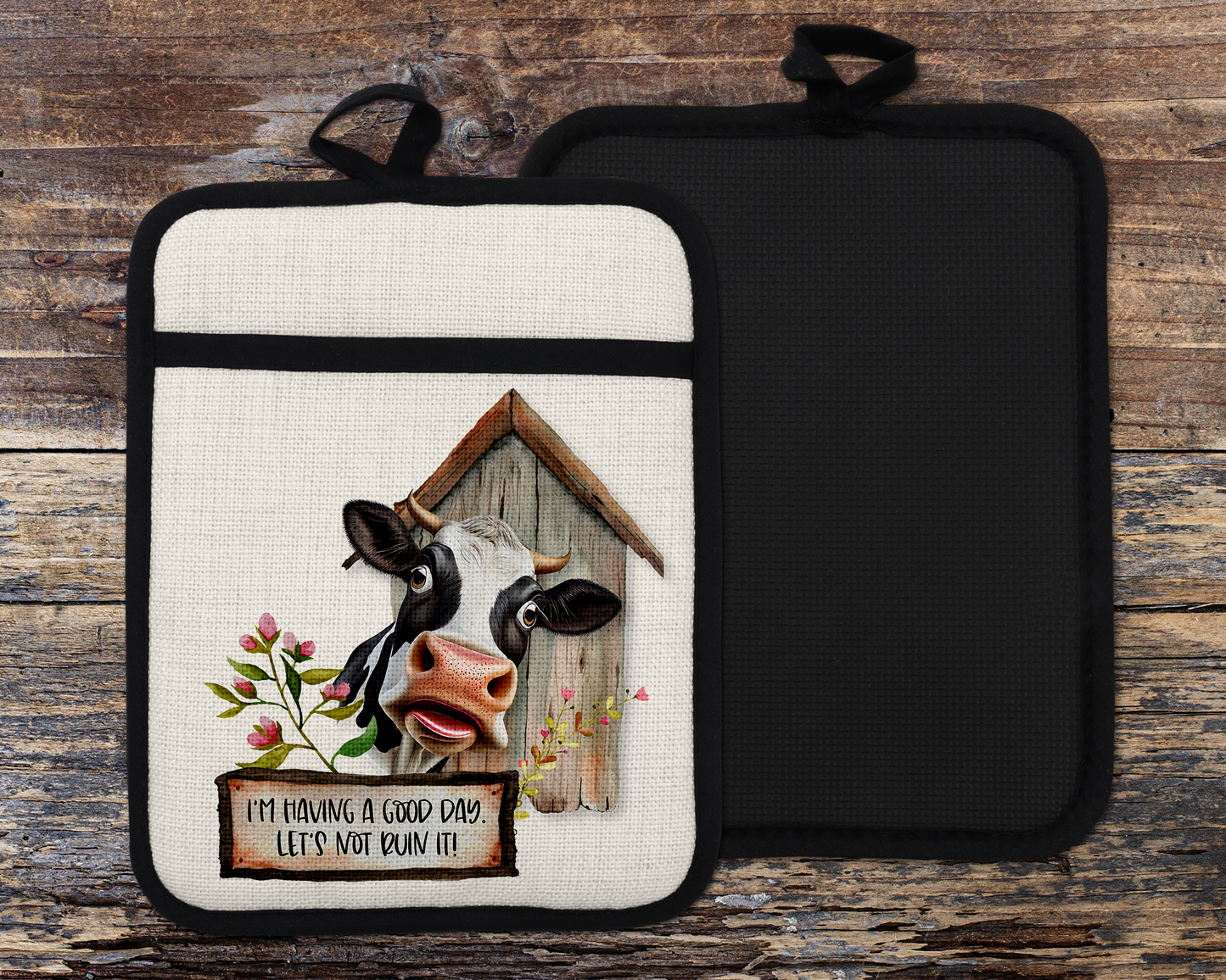 Cow Oven Mitt, Farmhouse Kitchen Decor, Funny Cow Oven Mitt