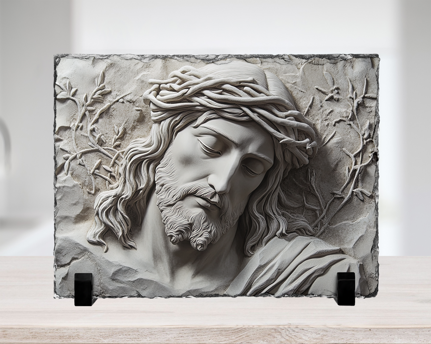 Christian Home Decor, Jesus Head and Bust Photo Slate