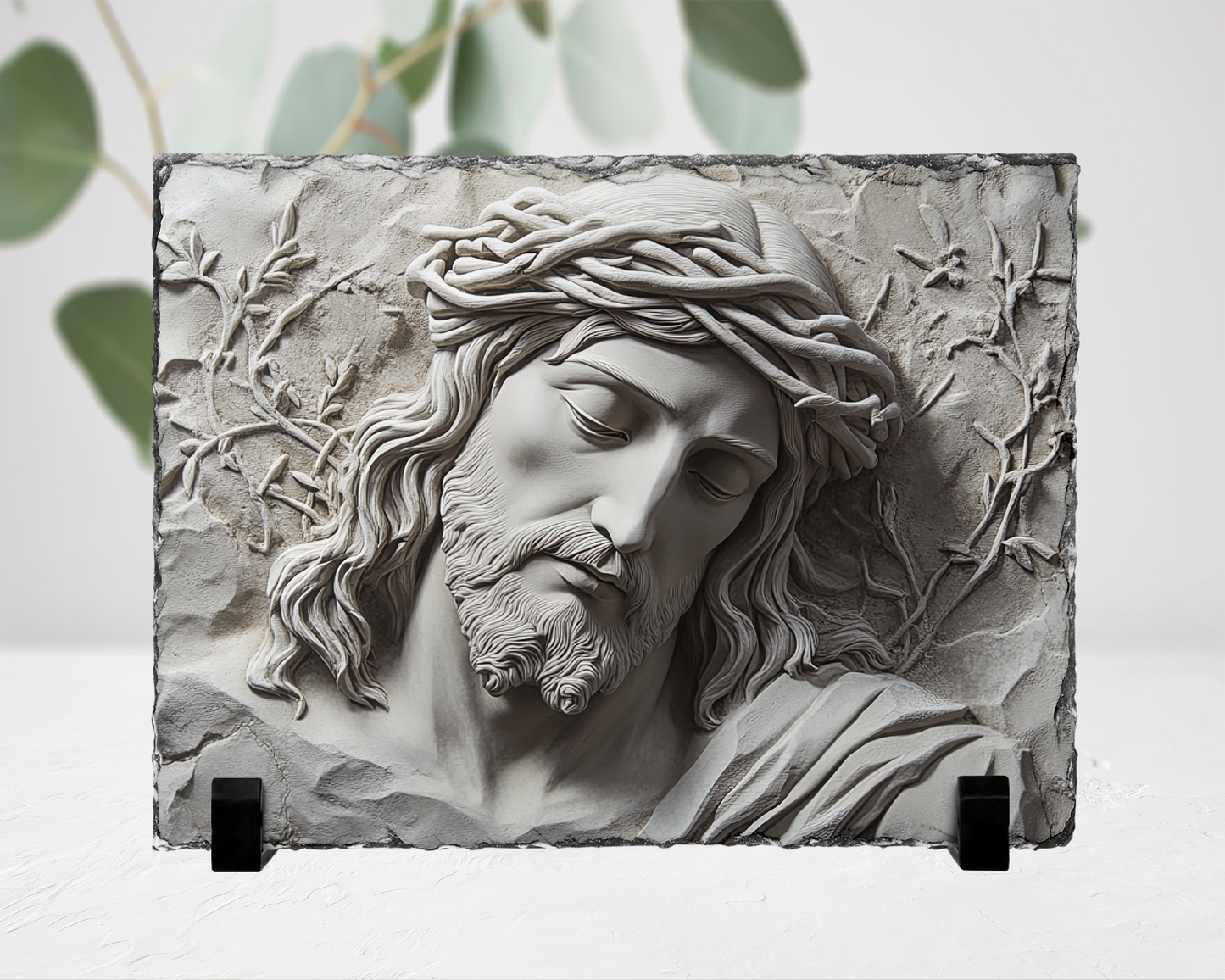 Christian Home Decor, Jesus Head and Bust Photo Slate