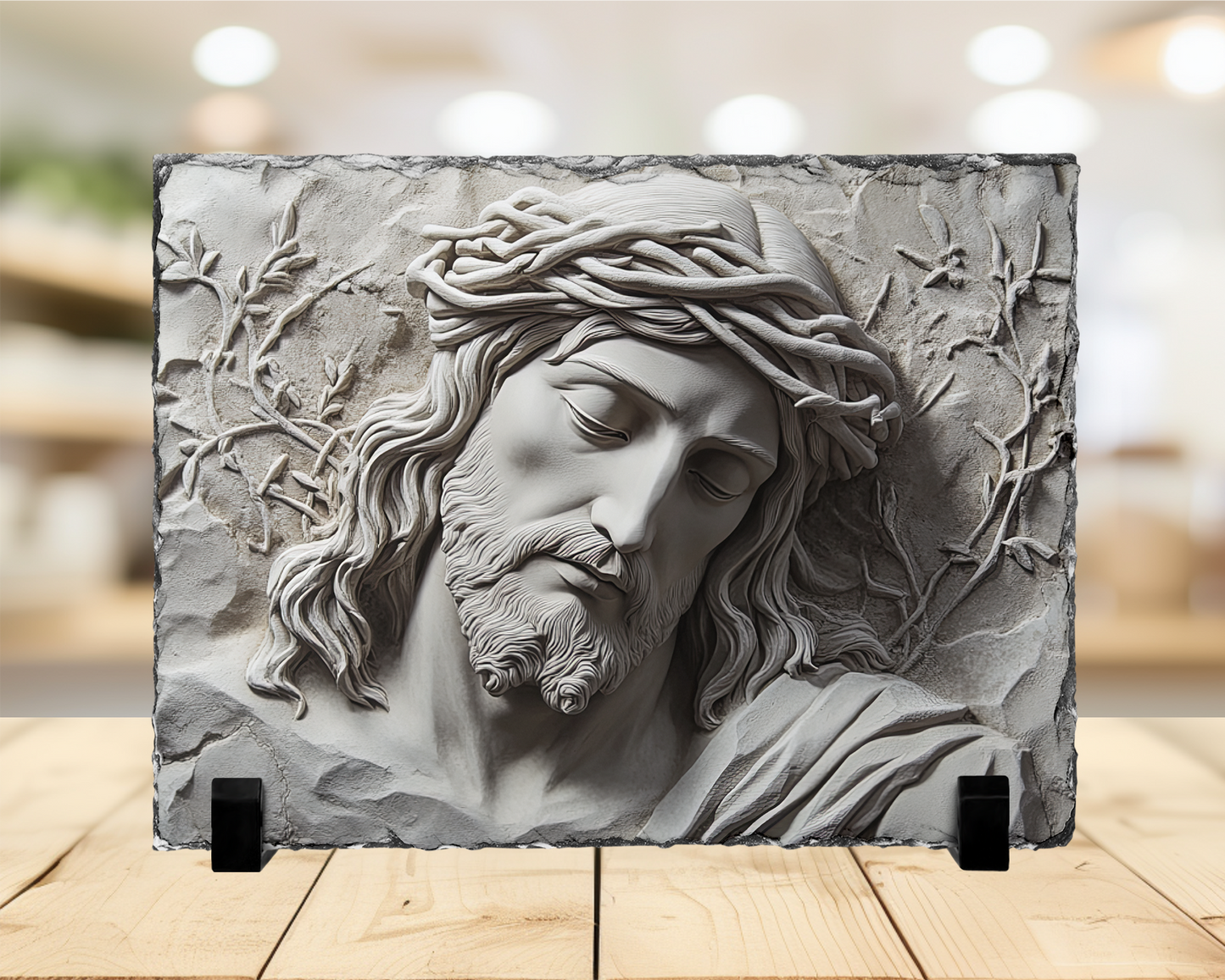 Christian Home Decor, Jesus Head and Bust Photo Slate