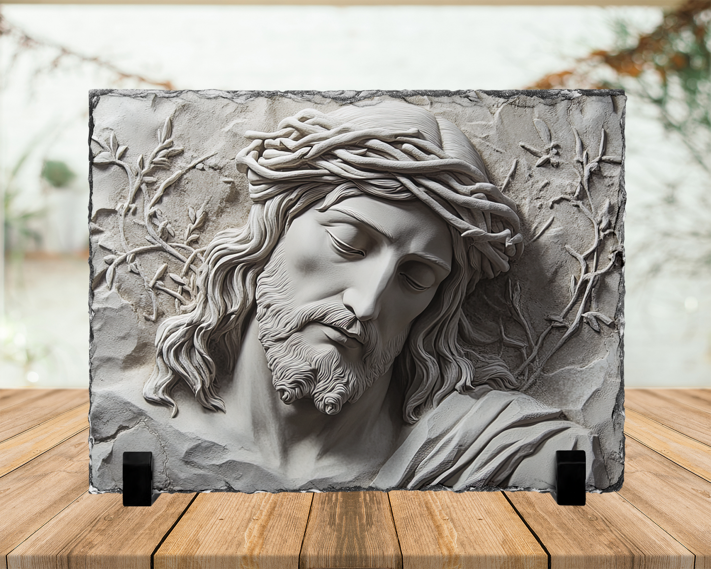 Christian Home Decor, Jesus Head and Bust Photo Slate