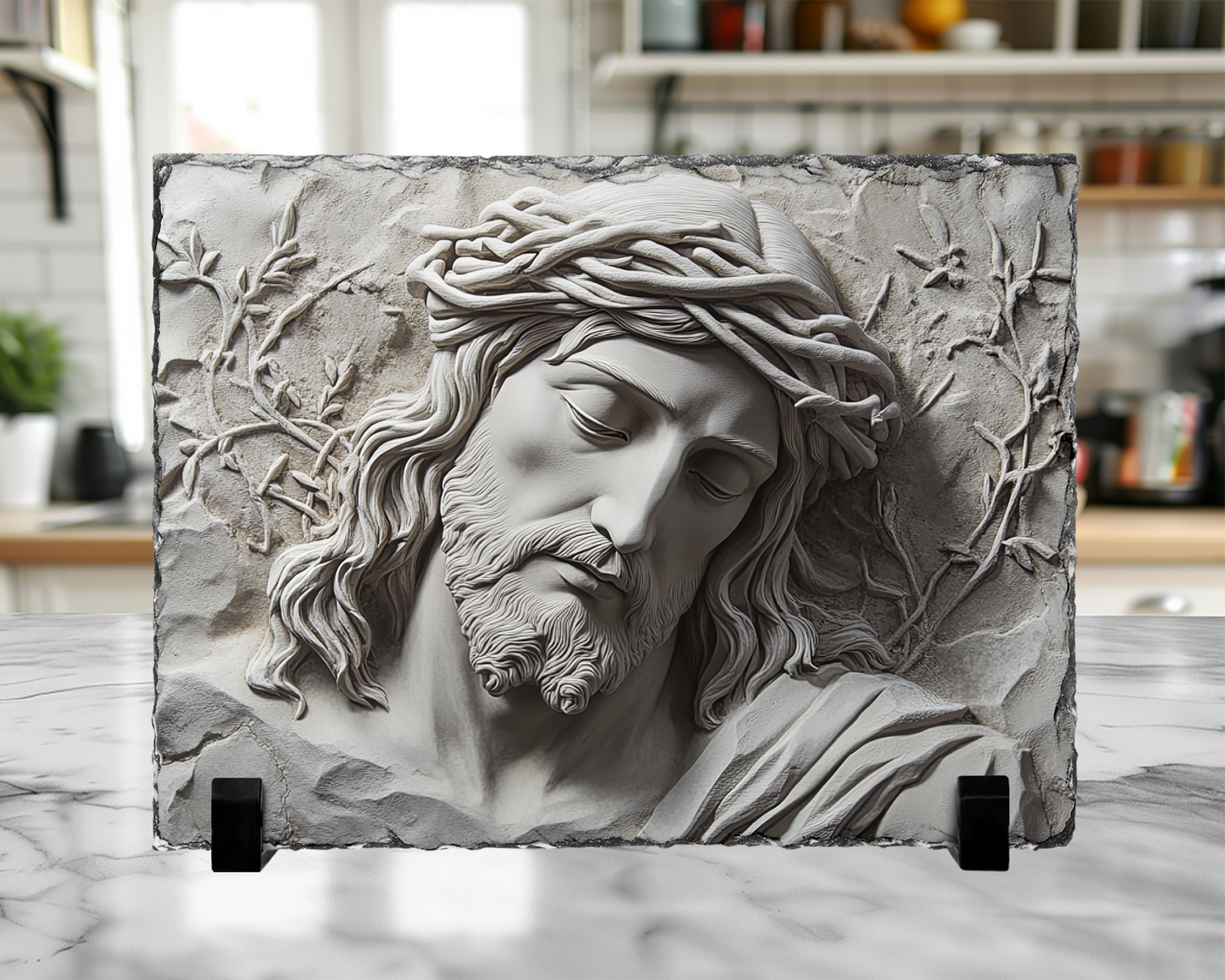 Christian Home Decor, Jesus Head and Bust Photo Slate