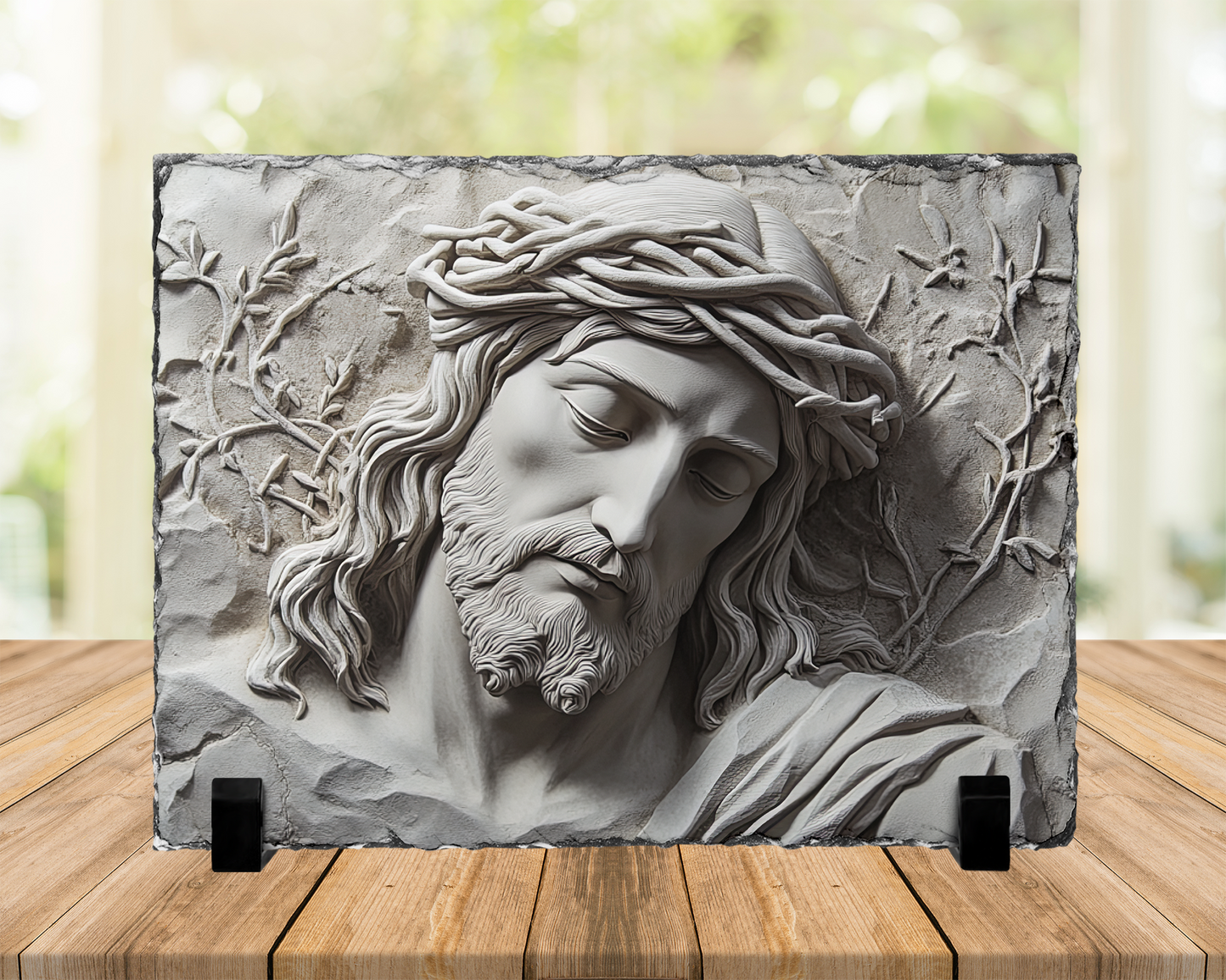 Christian Home Decor, Jesus Head and Bust Photo Slate