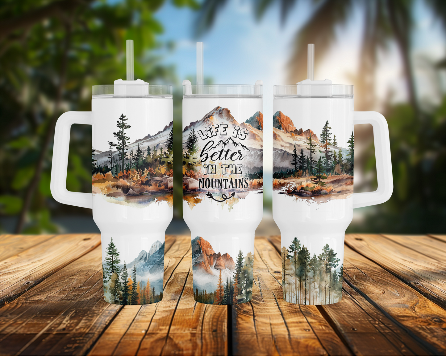 40oz Stainless Steel Tumbler with Handle - Life Is Better In the Mountains