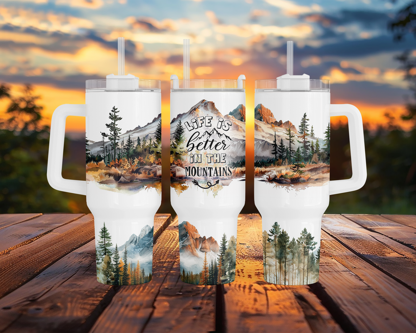 40oz Stainless Steel Tumbler with Handle - Life Is Better In the Mountains