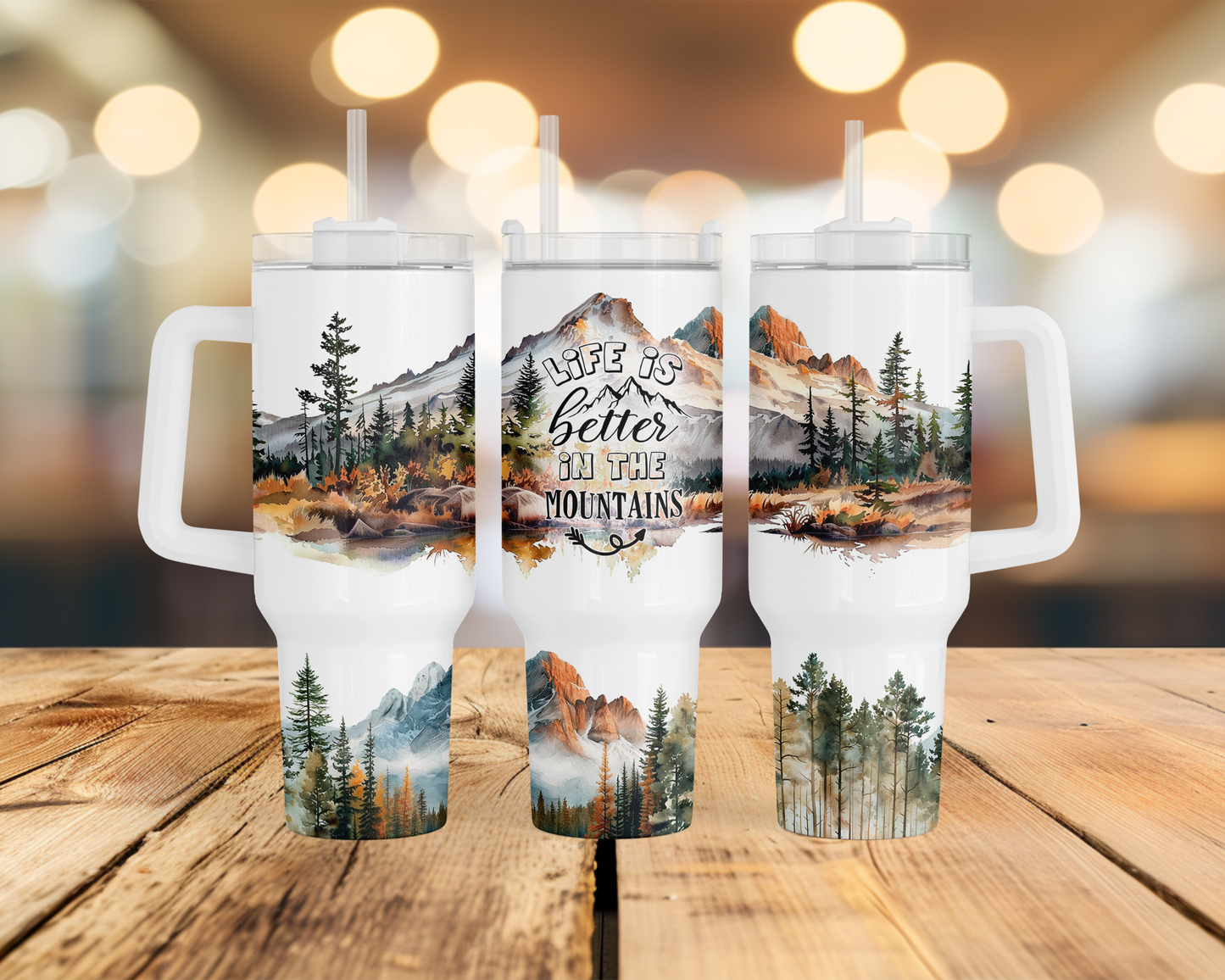 40oz Stainless Steel Tumbler with Handle - Life Is Better In the Mountains