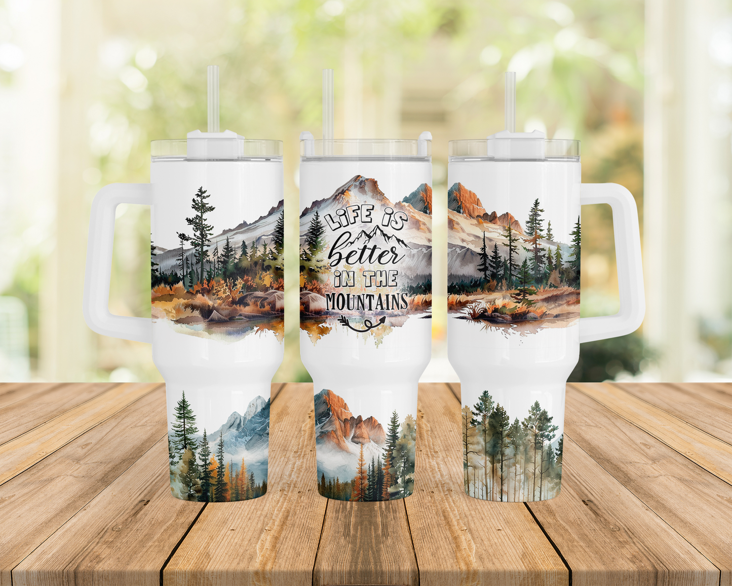 40oz Stainless Steel Tumbler with Handle - Life Is Better In the Mountains