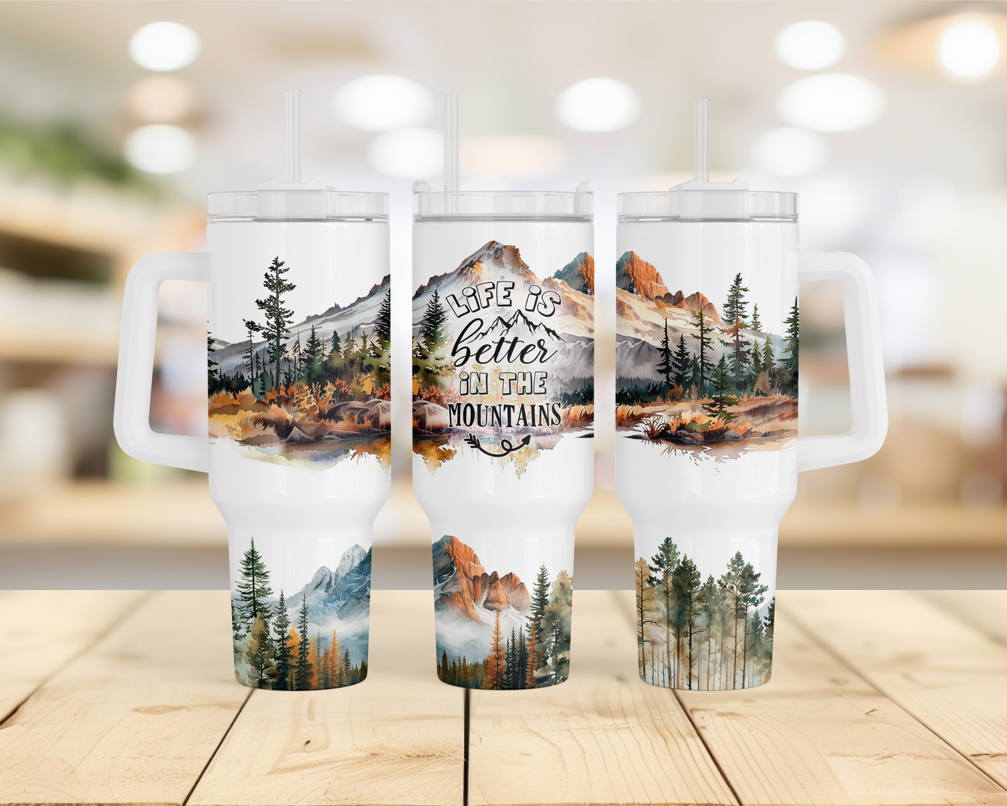 40oz Stainless Steel Tumbler with Handle - Life Is Better In the Mountains