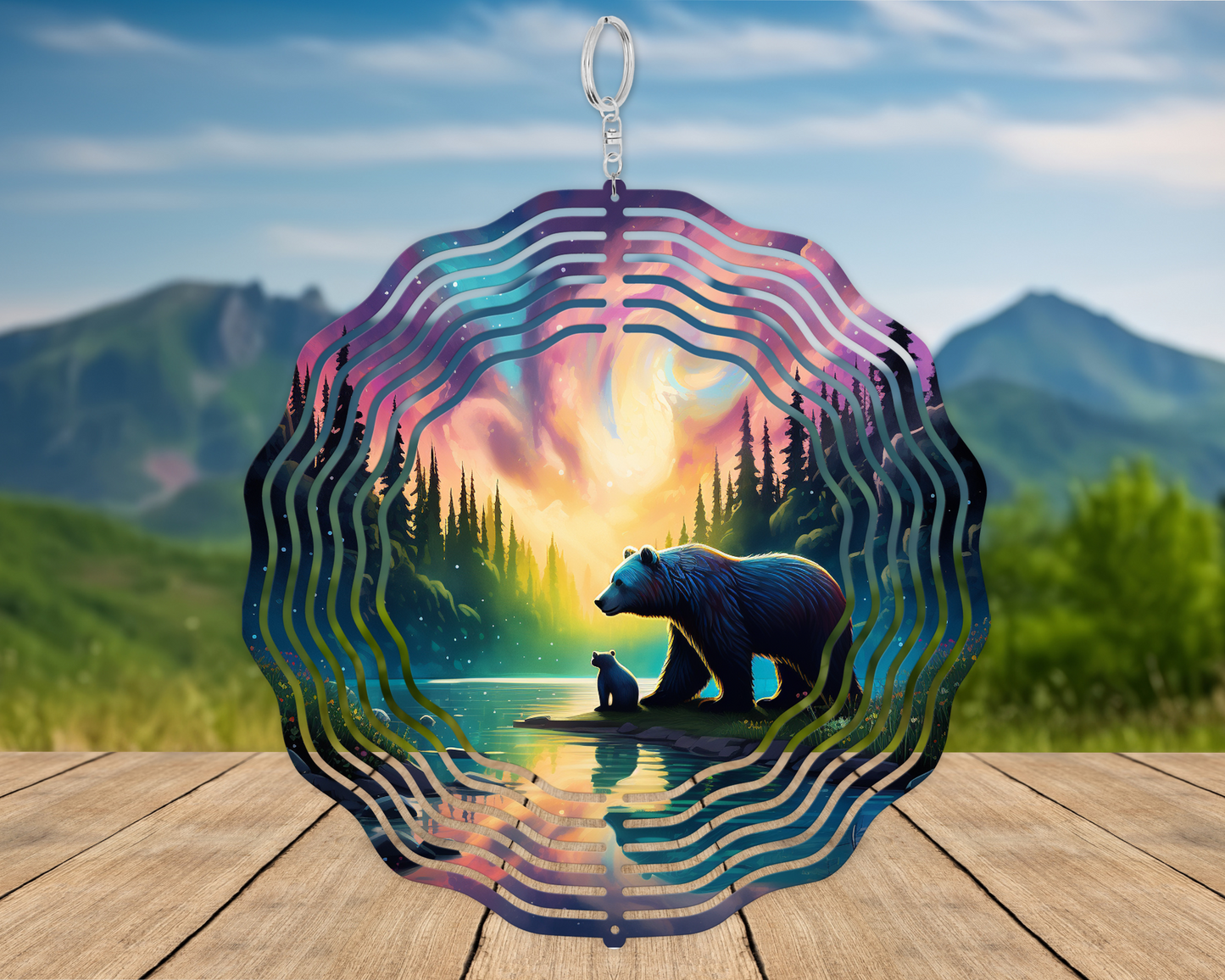 Black Bear Wind Spinner - Unique Gift for Bear Lovers Perfect for Mothers Day Yard or Porch Decor