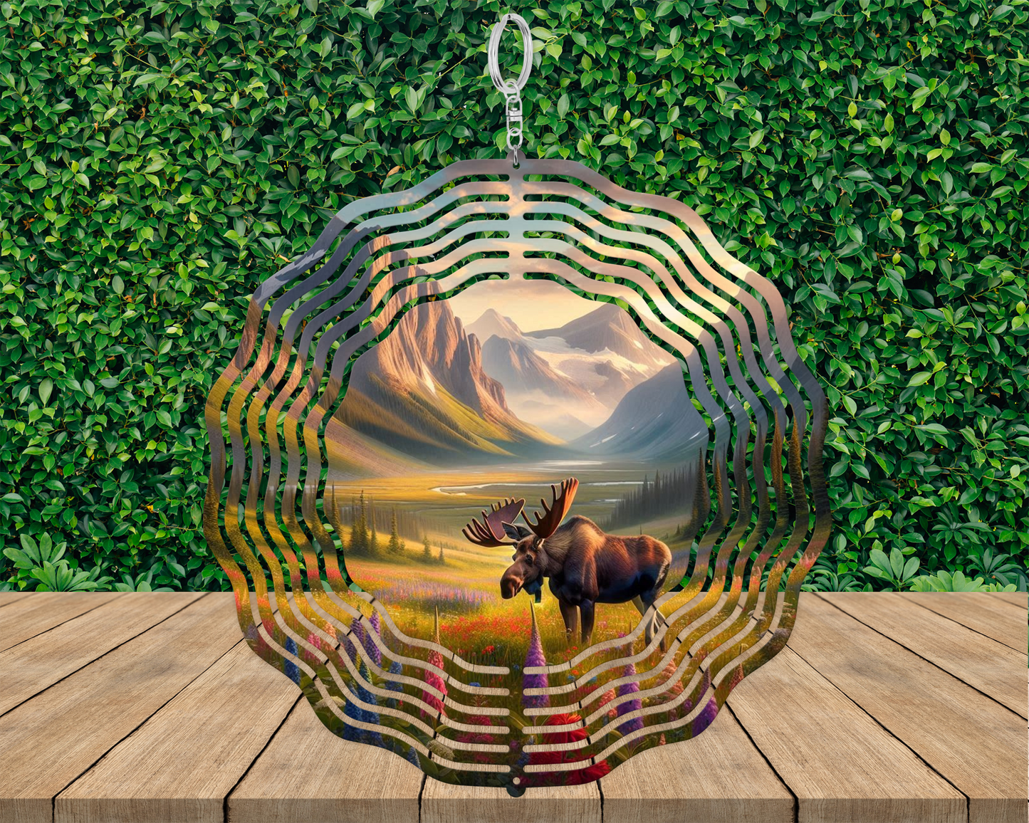 Moose Wind Spinner, Nature-Inspired Housewarming Gift, Mountain Theme Gift, Garden Decor, Wind Spinner for Patio, Hanging Wind Spinner, Yard