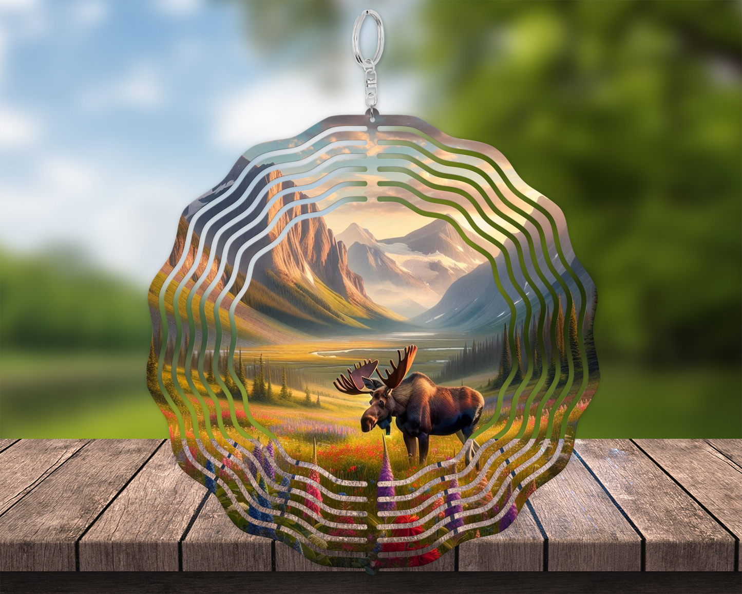 Moose Wind Spinner, Nature-Inspired Housewarming Gift, Mountain Theme Gift, Garden Decor, Wind Spinner for Patio, Hanging Wind Spinner, Yard
