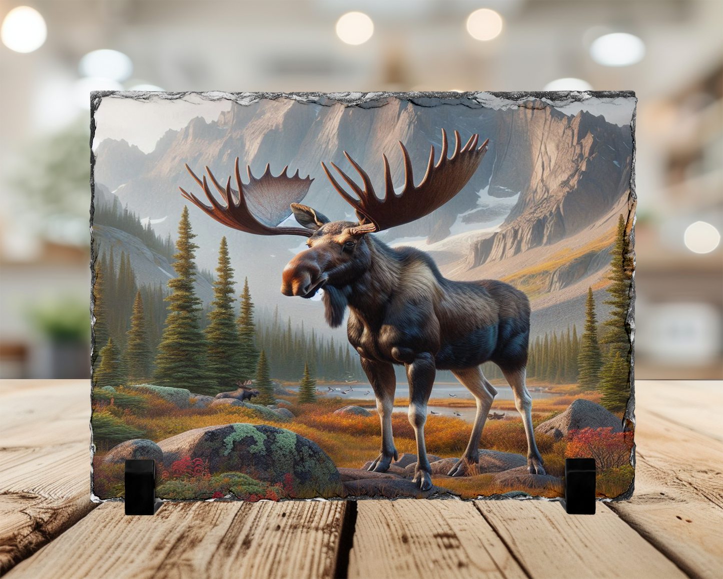 Majestic Moose Photo Slate - Unique Nature Wall Art | Handmade Wildlife Plaque - lifestyle view