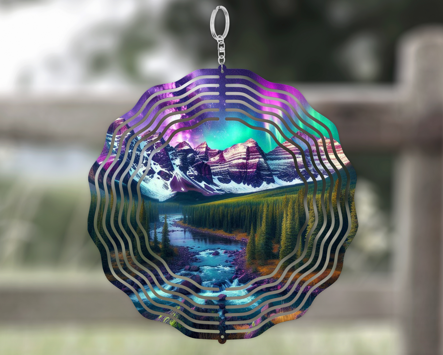 Whimsical Northern Lights Hanging Wind Spinner, Unique Wind Spinner