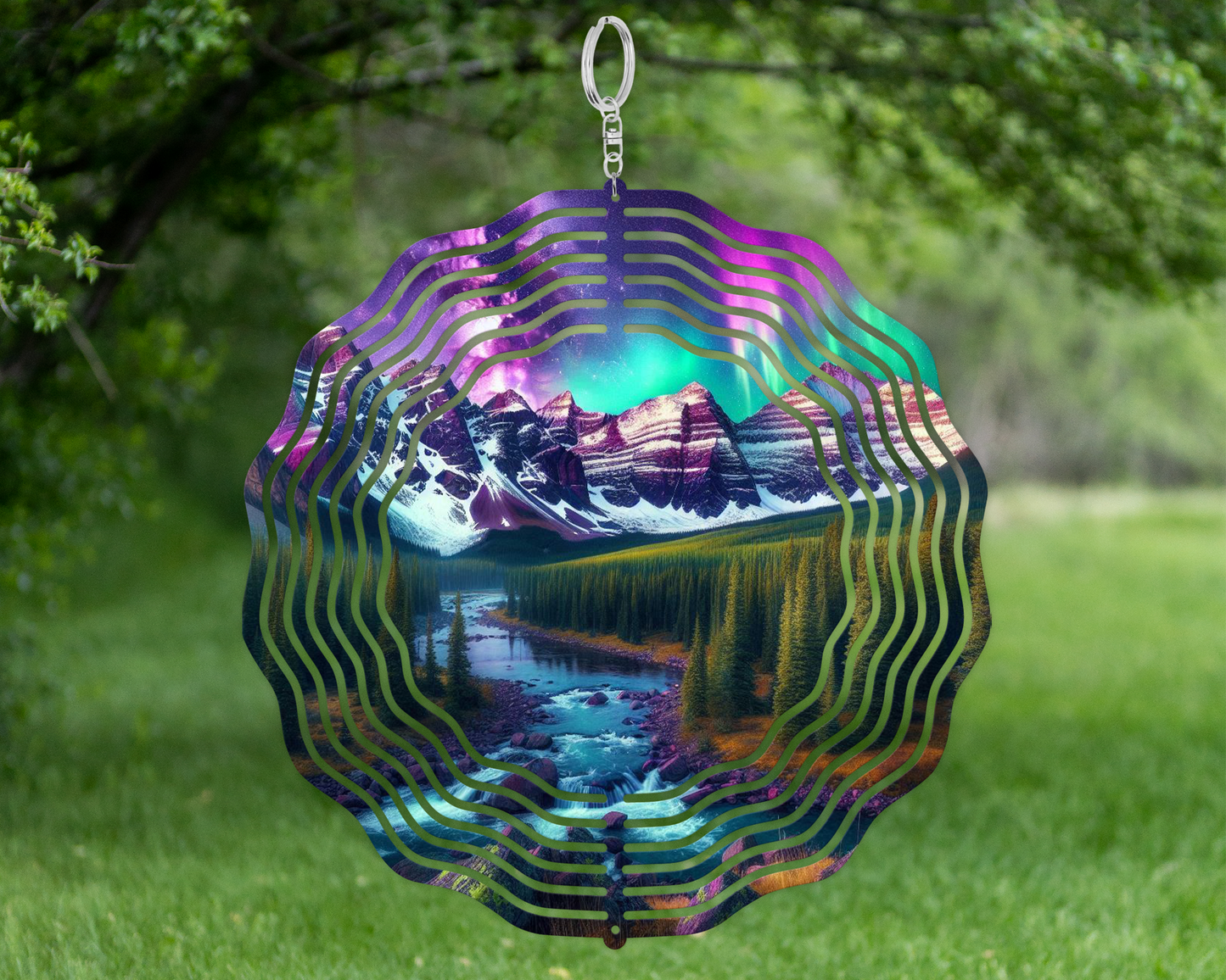 Whimsical Northern Lights Hanging Wind Spinner, Unique Wind Spinner