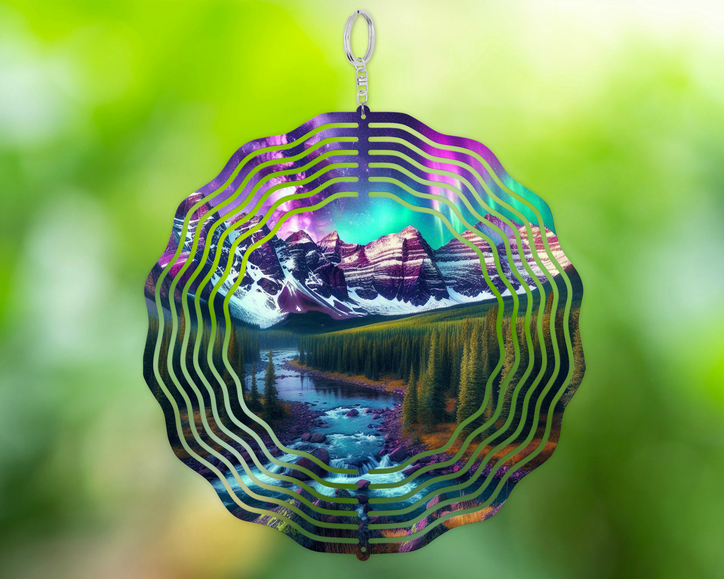 Whimsical Northern Lights Hanging Wind Spinner, Unique Wind Spinner