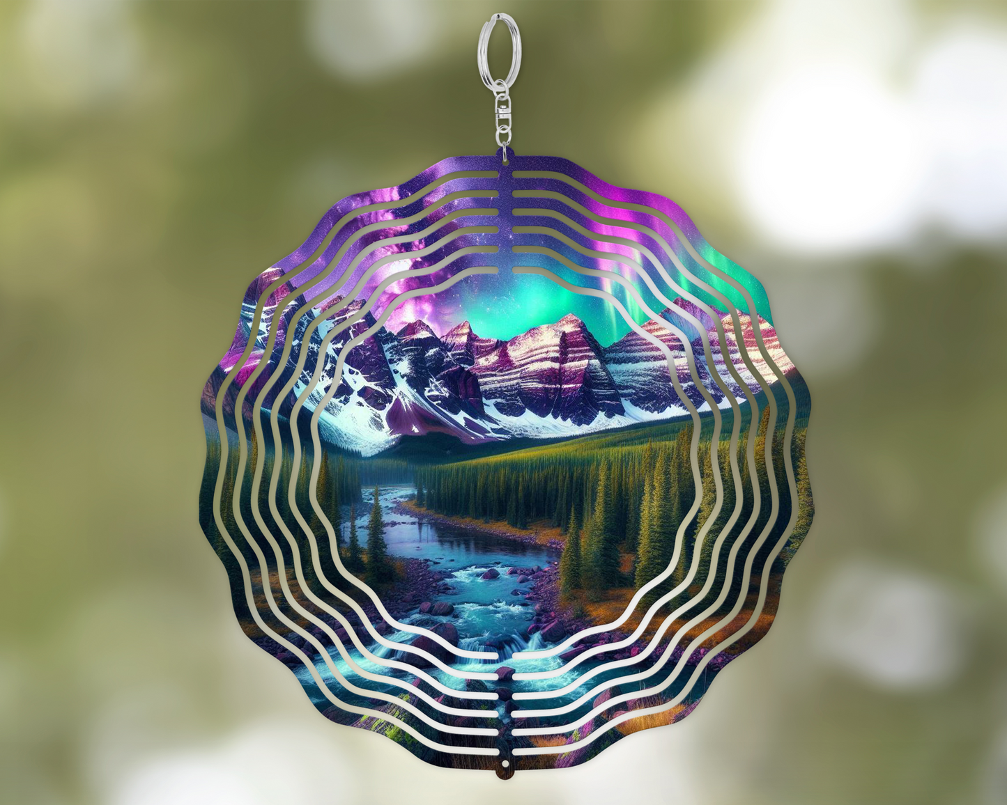 Whimsical Northern Lights Hanging Wind Spinner, Unique Wind Spinner