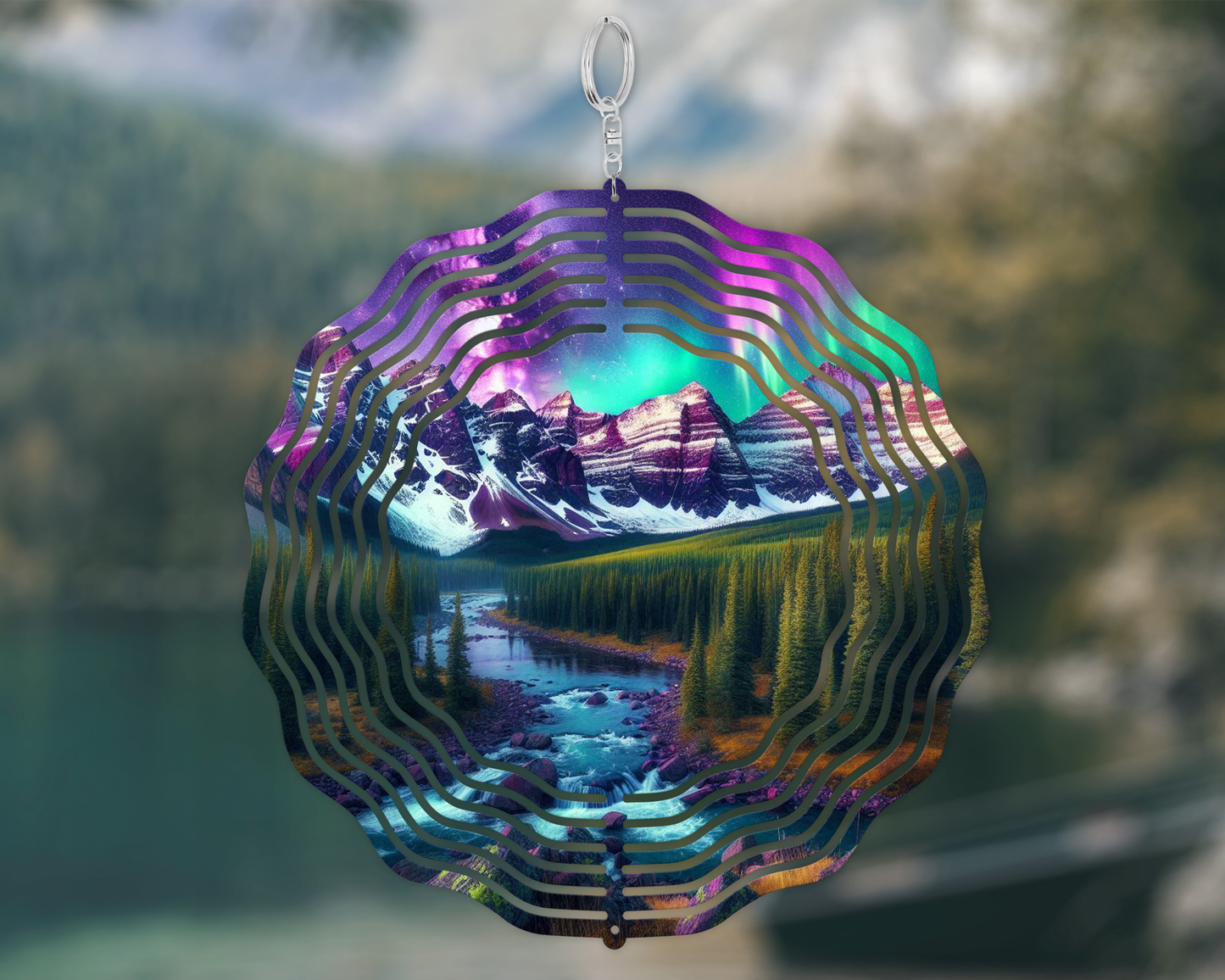 Whimsical Northern Lights Hanging Wind Spinner, Unique Wind Spinner