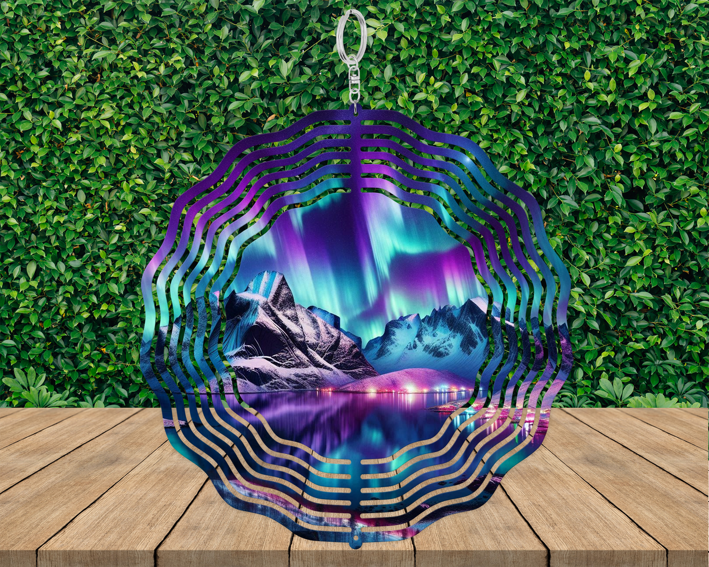 Northern Lights Wind Spinner, Unique Gift for Mothers Day, Nature-Inspired Housewarming Gift, Hanging Wind Spinner for Porch, Aurora Borealis