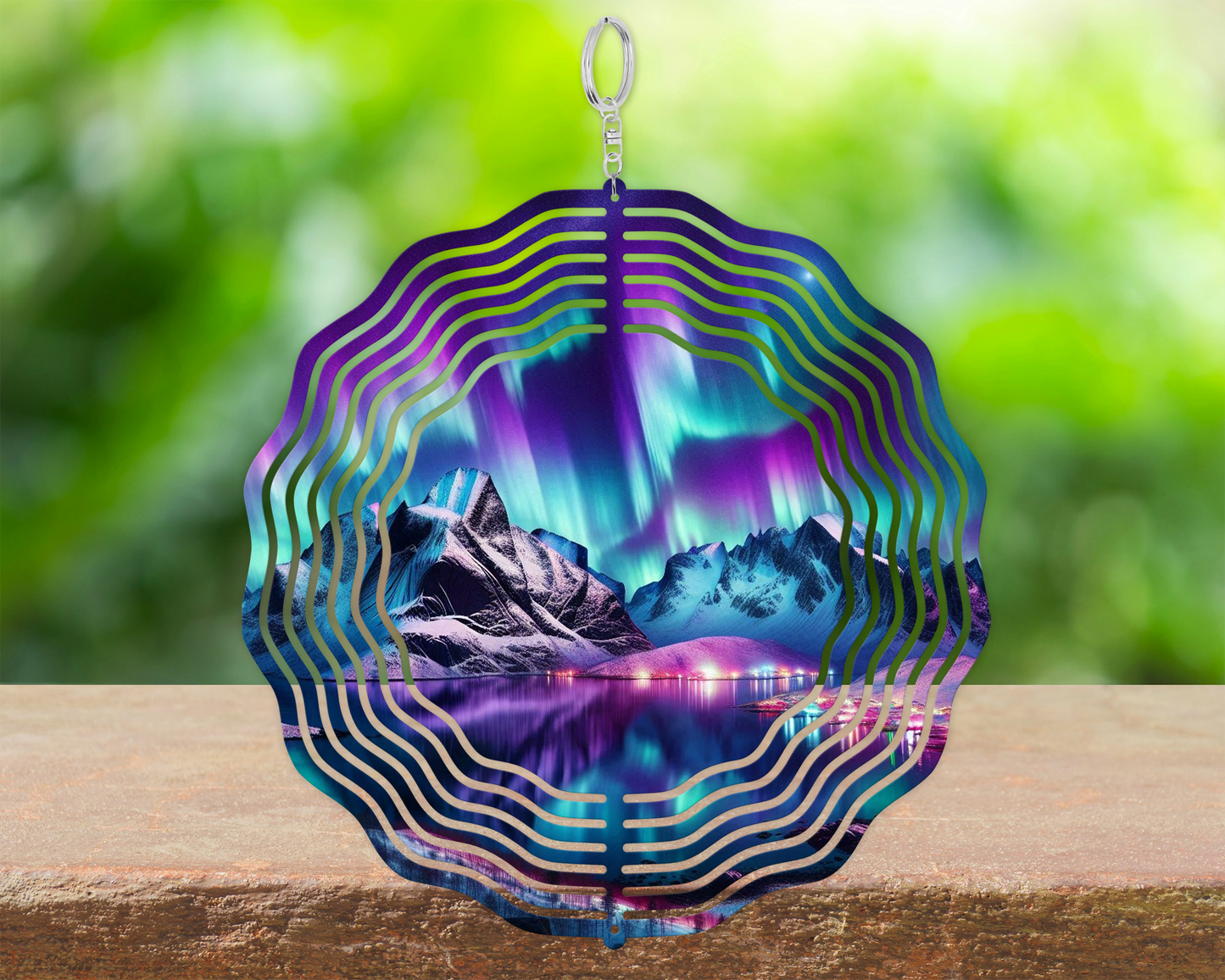 Northern Lights Wind Spinner, Unique Gift for Mothers Day, Nature-Inspired Housewarming Gift, Hanging Wind Spinner for Porch, Aurora Borealis