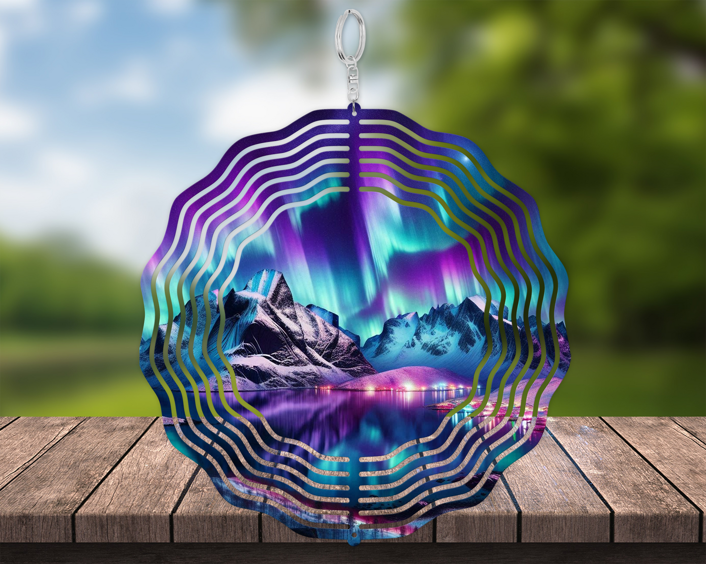 Northern Lights Wind Spinner, Unique Gift for Mothers Day, Nature-Inspired Housewarming Gift, Hanging Wind Spinner for Porch, Aurora Borealis