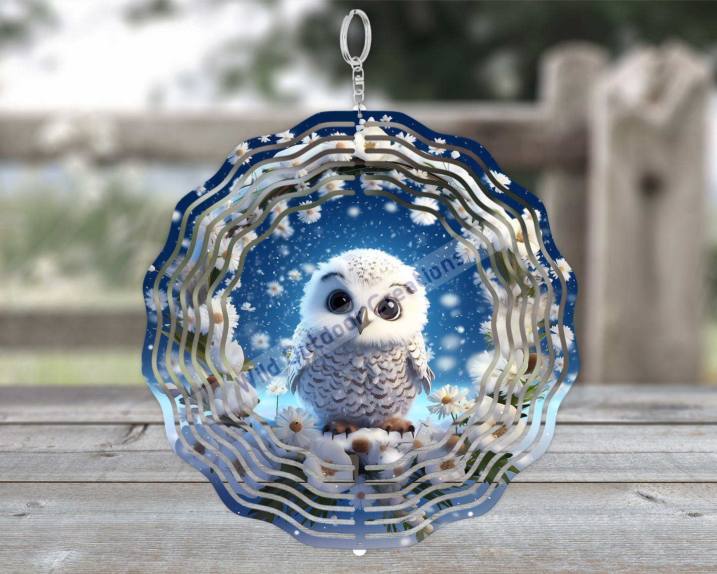 Winter Baby Owl 10' Inch 3d Wind Spinner