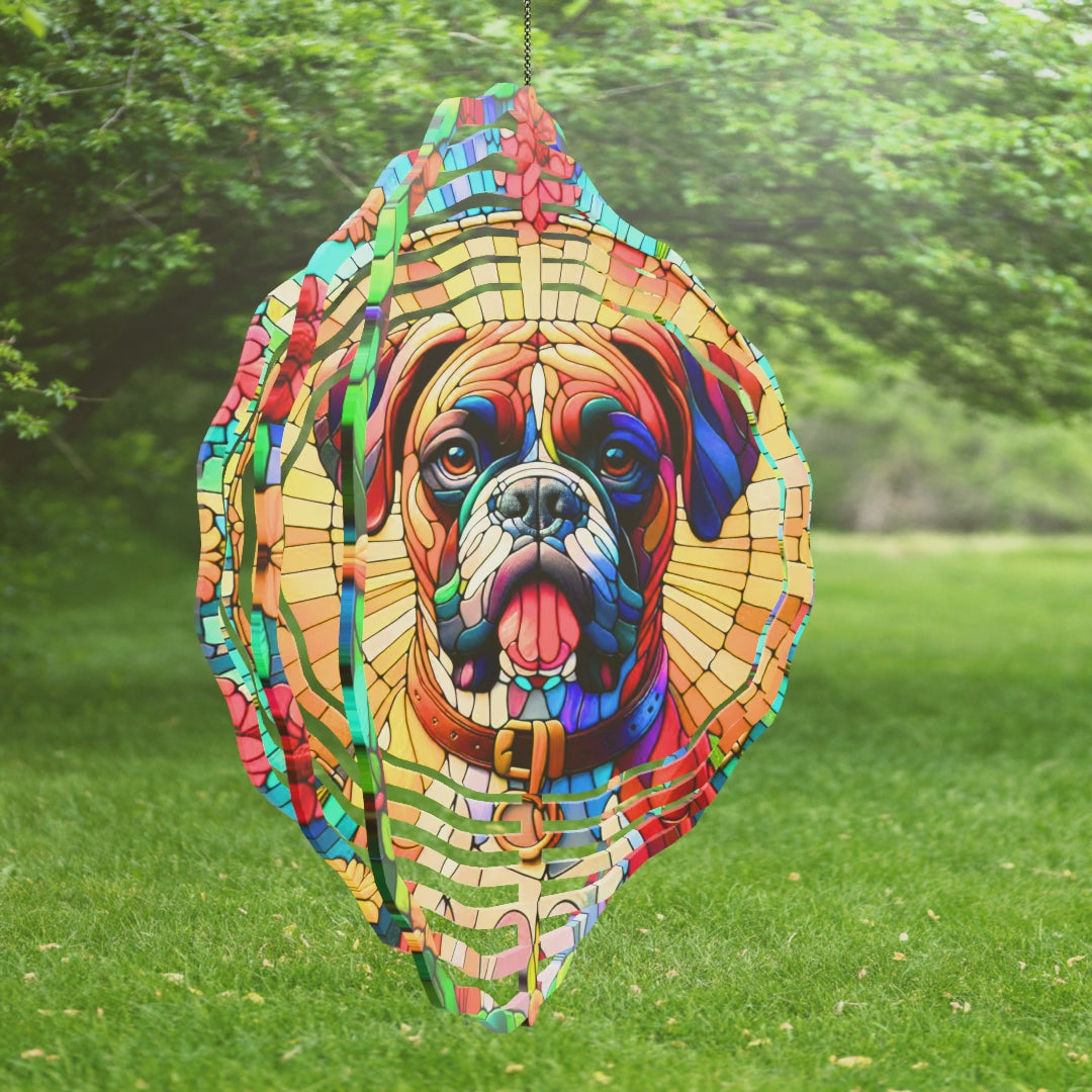 Handmade 3D Wind Spinner with Boxer Dog Design | Colorful Garden Art