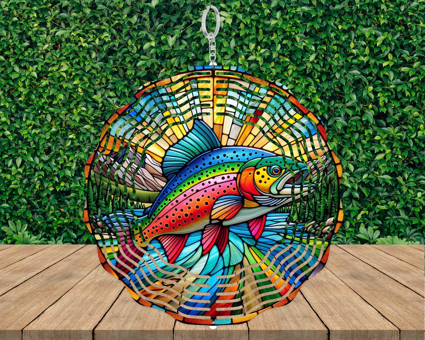 Rainbow Trout Wind Spinner - Unique Fathers Day Gift for Porch Garden Decor Nature-Inspired Housewarming Present