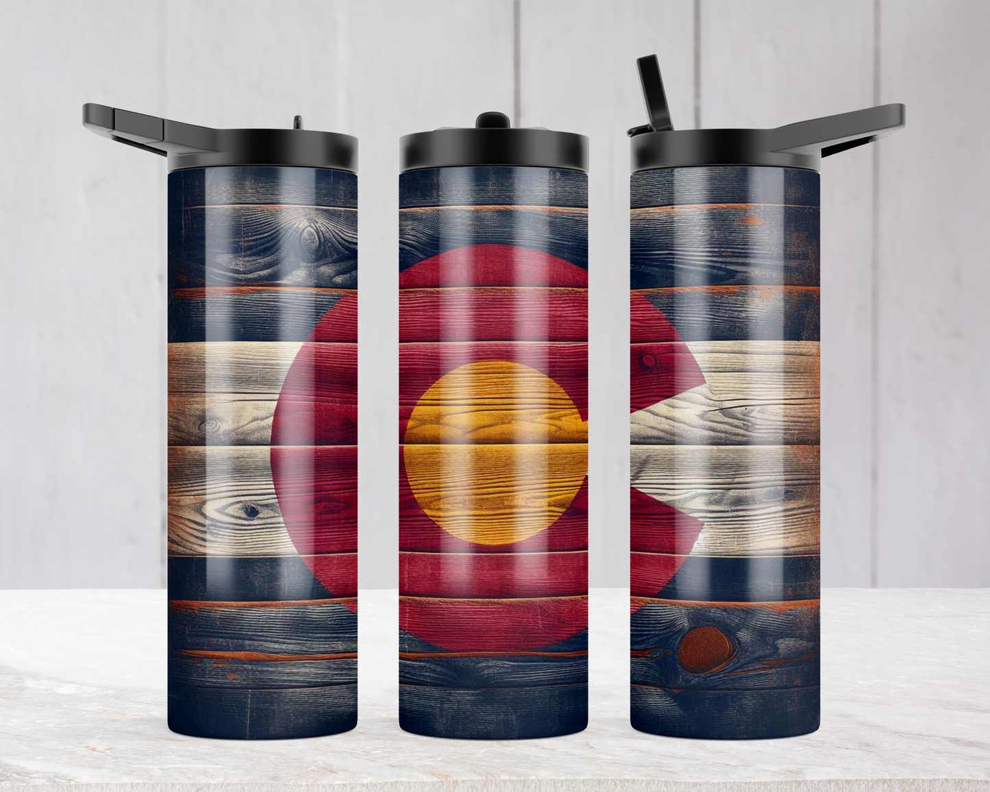 Rustic Colorado Logo Tumbler 20 oz - Unique Dual Lid Water Bottle Perfect Gift for Mountain Lovers and Travel Souvenirs