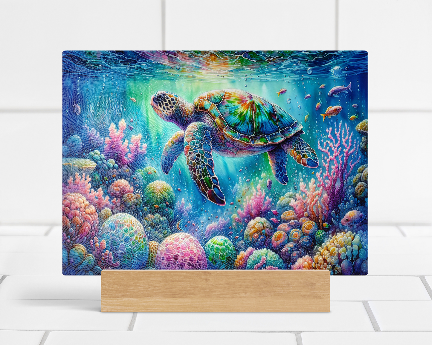 Sea Turtle Glass Cutting Board, Ocean Lover Gift, Wedding Engagement Gift