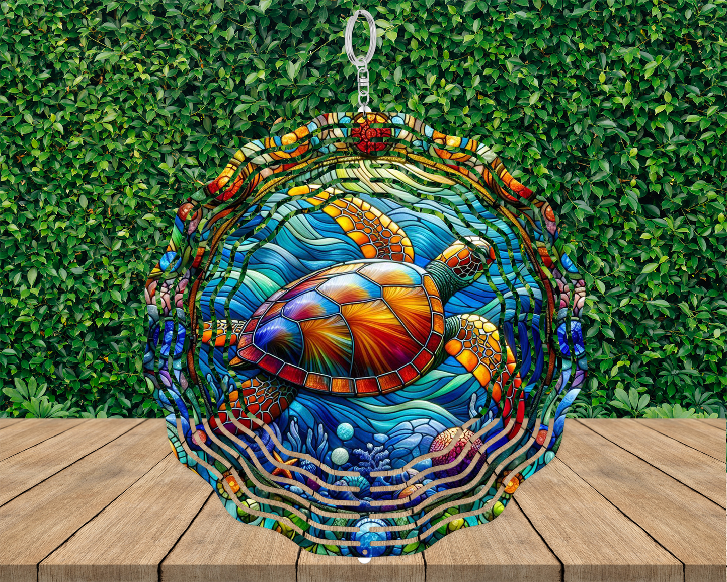 Ocean Themed 3D Wind Spinner with Sea Turtle Design
