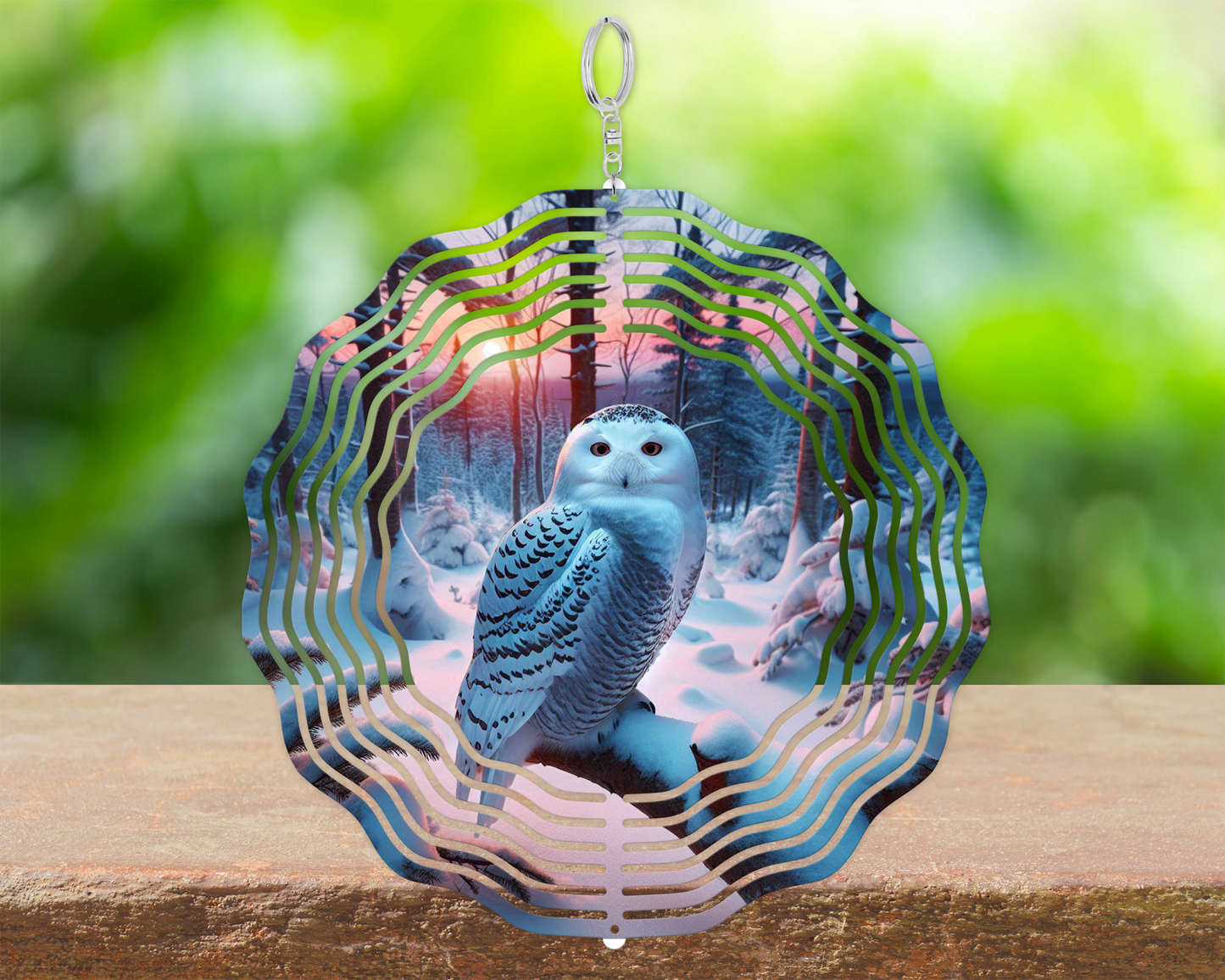 Snow Owl Wind Spinner, Nature Inspired Housewarming Gift, Hanging Wind Spinner for Porch, Owl Lover Gift for Her, Garden Decor for Mom