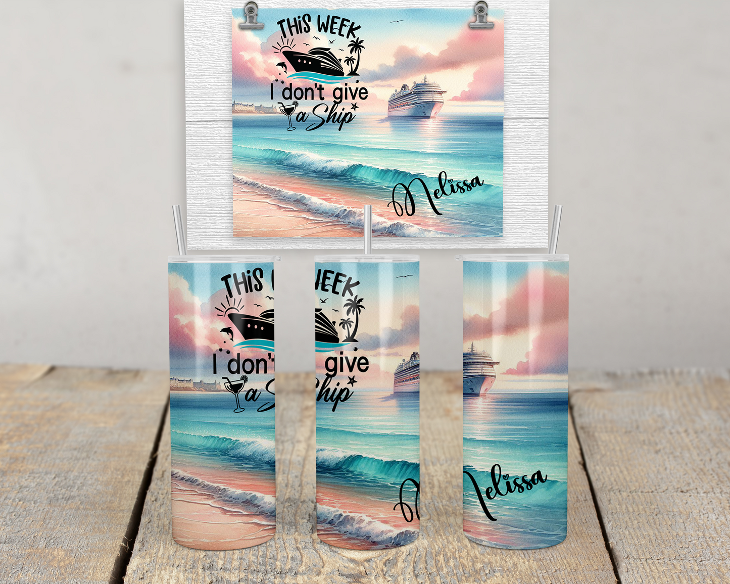 This Weekend I Don't Give A Ship Tumbler, Personalized Beach Vacation Name Tumbler Cup, Custom Girls Trip Skinny Cup, Personalized Cruise