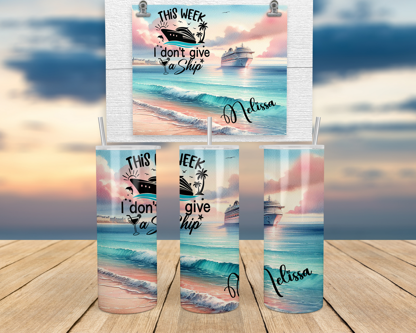 This Weekend I Don't Give A Ship Tumbler, Personalized Beach Vacation Name Tumbler Cup, Custom Girls Trip Skinny Cup, Personalized Cruise
