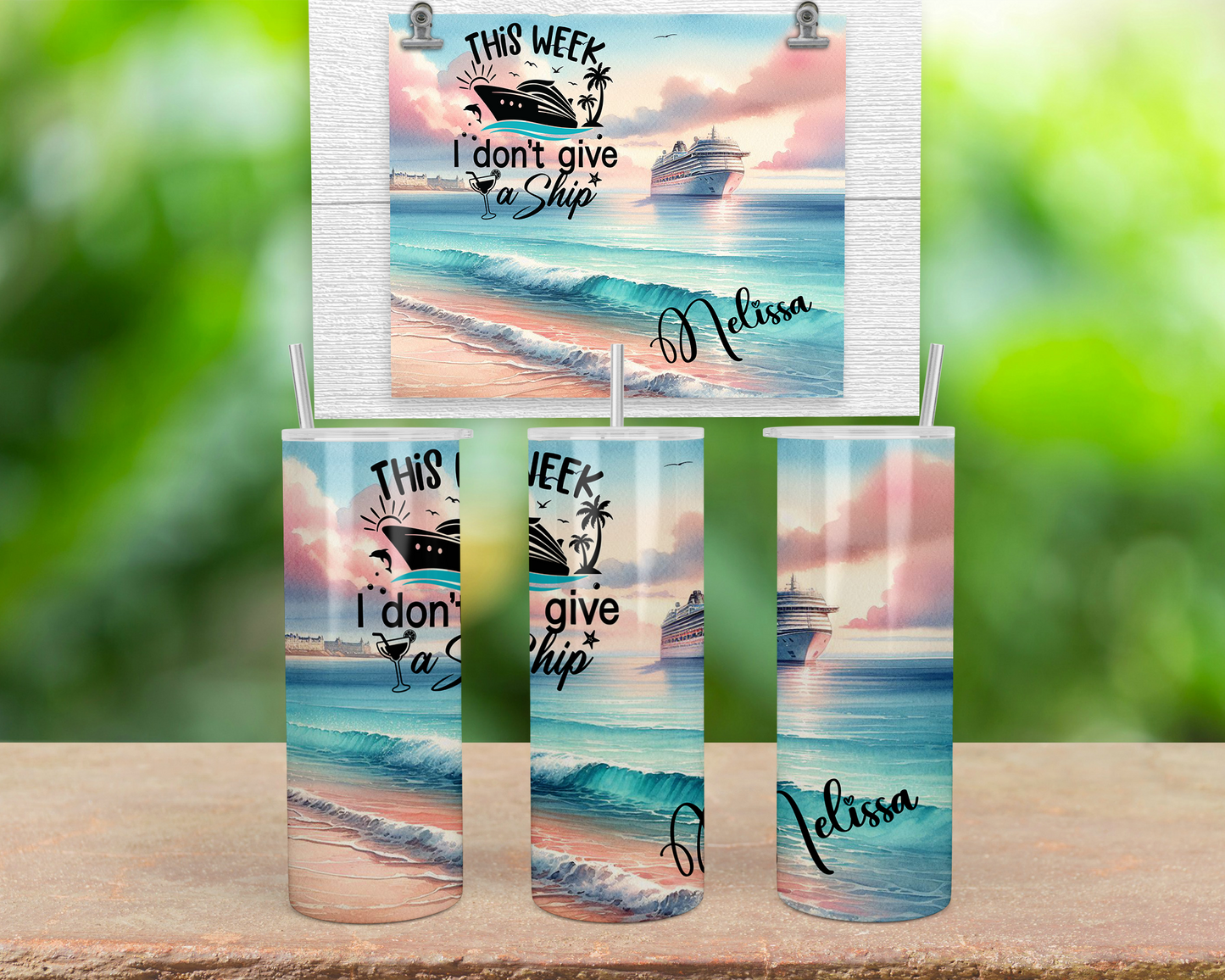 This Weekend I Don't Give A Ship Tumbler, Personalized Beach Vacation Name Tumbler Cup, Custom Girls Trip Skinny Cup, Personalized Cruise