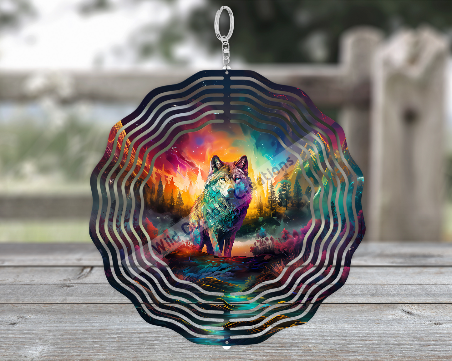 3D Northern Lights Wolf Wind Spinner - Unique Gift for Nature Lovers