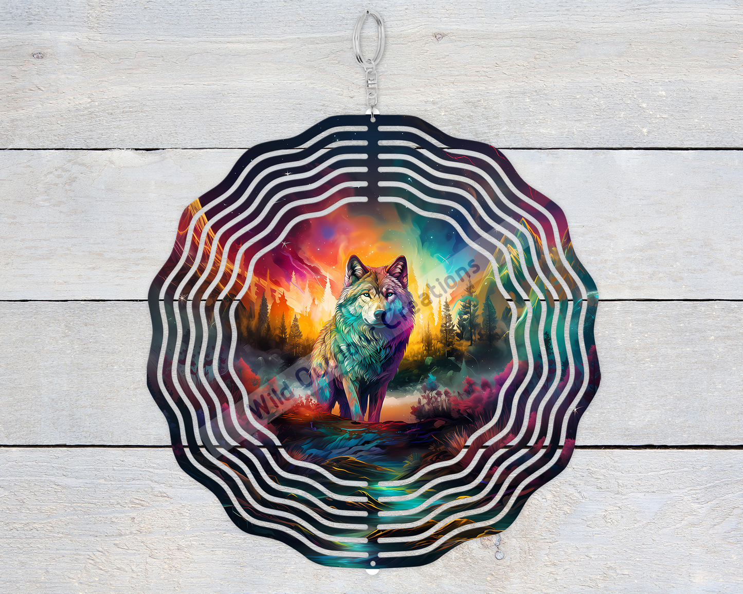 3D Northern Lights Wolf Wind Spinner - Unique Gift for Nature Lovers