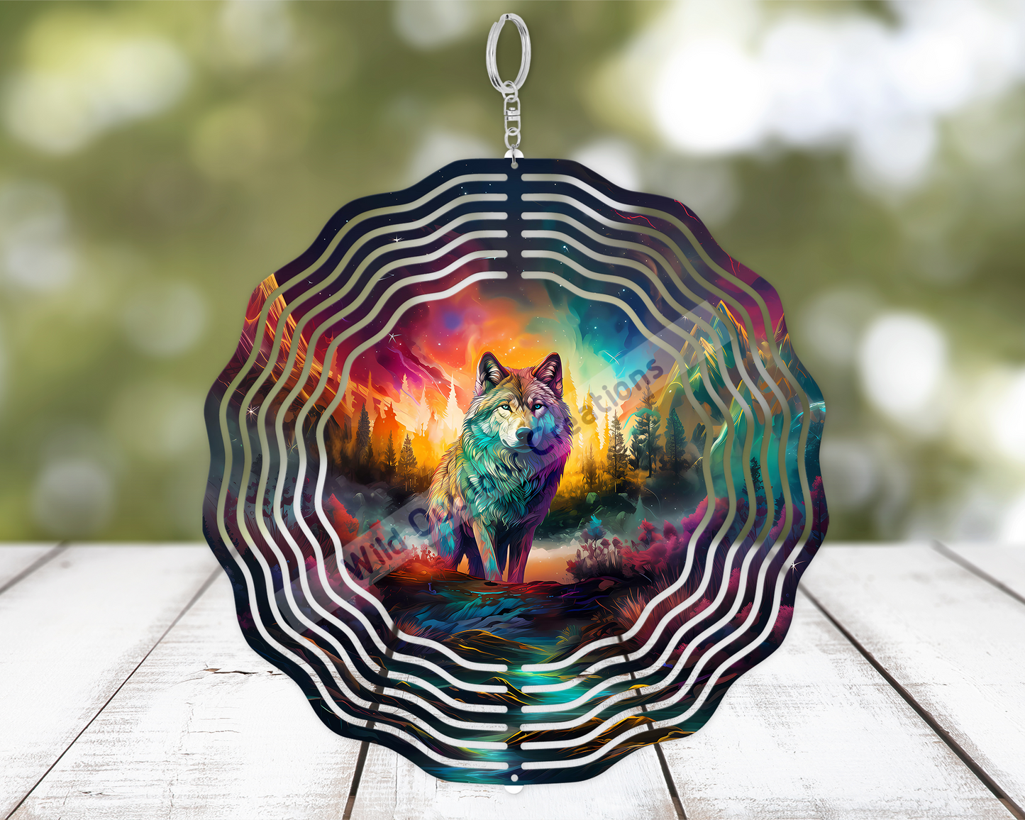 3D Northern Lights Wolf Wind Spinner - Unique Gift for Nature Lovers