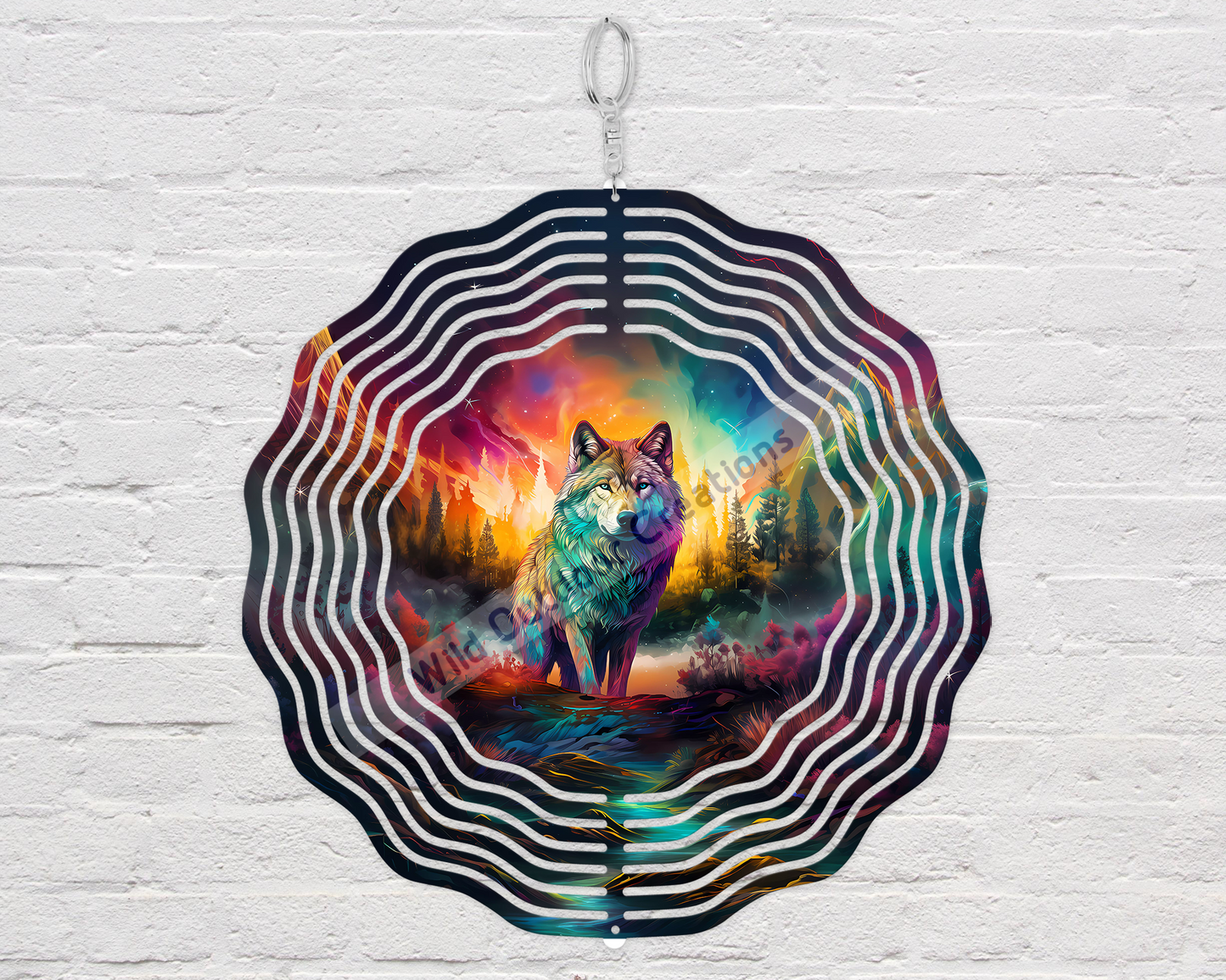 3D Northern Lights Wolf Wind Spinner - Unique Gift for Nature Lovers