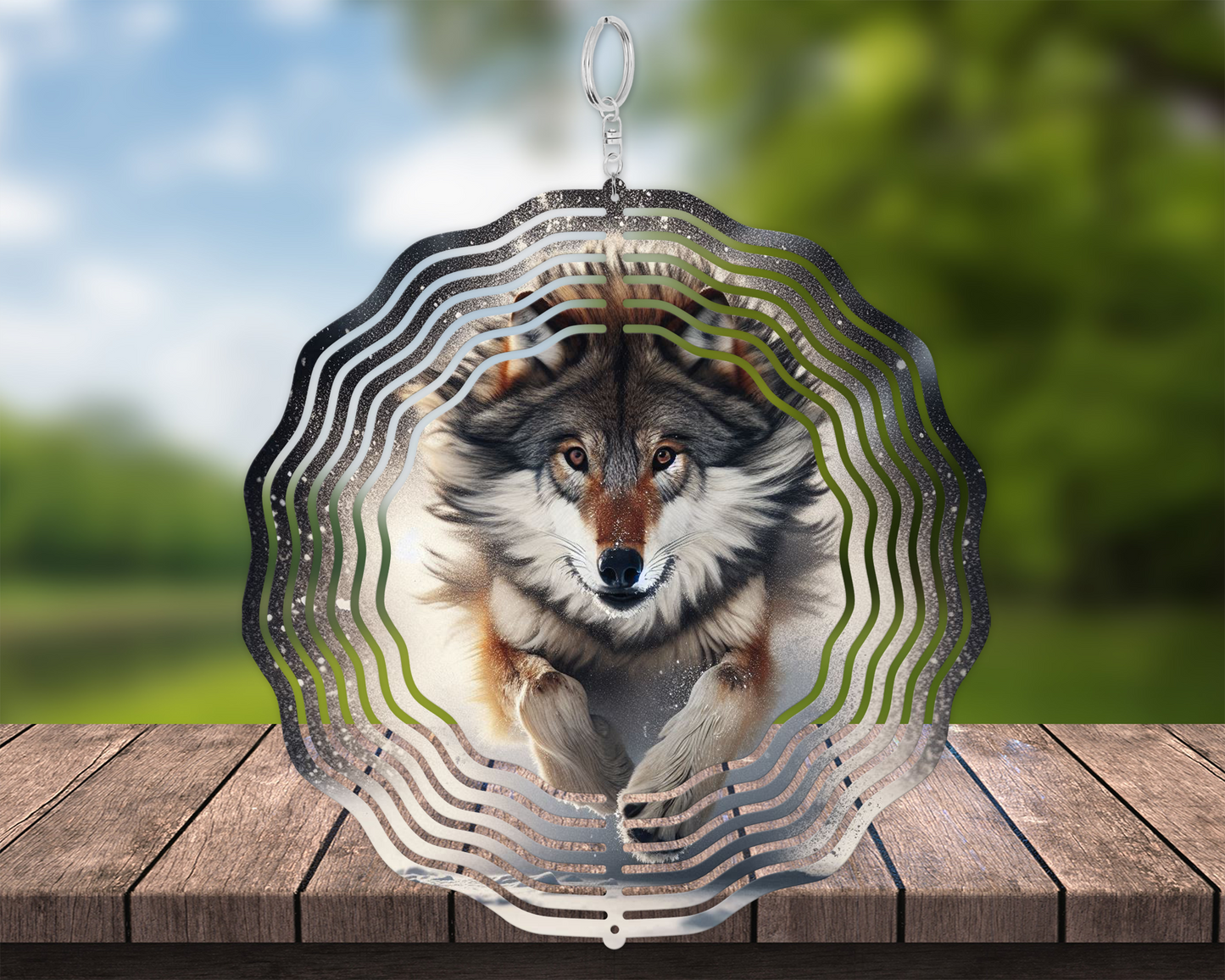 Wolf Wind Spinner, Unique Gift for Mothers Day, Hanging Yard Decor, Garden Decor, Nature-Inspired Housewarming Gift, Wolf Lovers, Wolf Decor